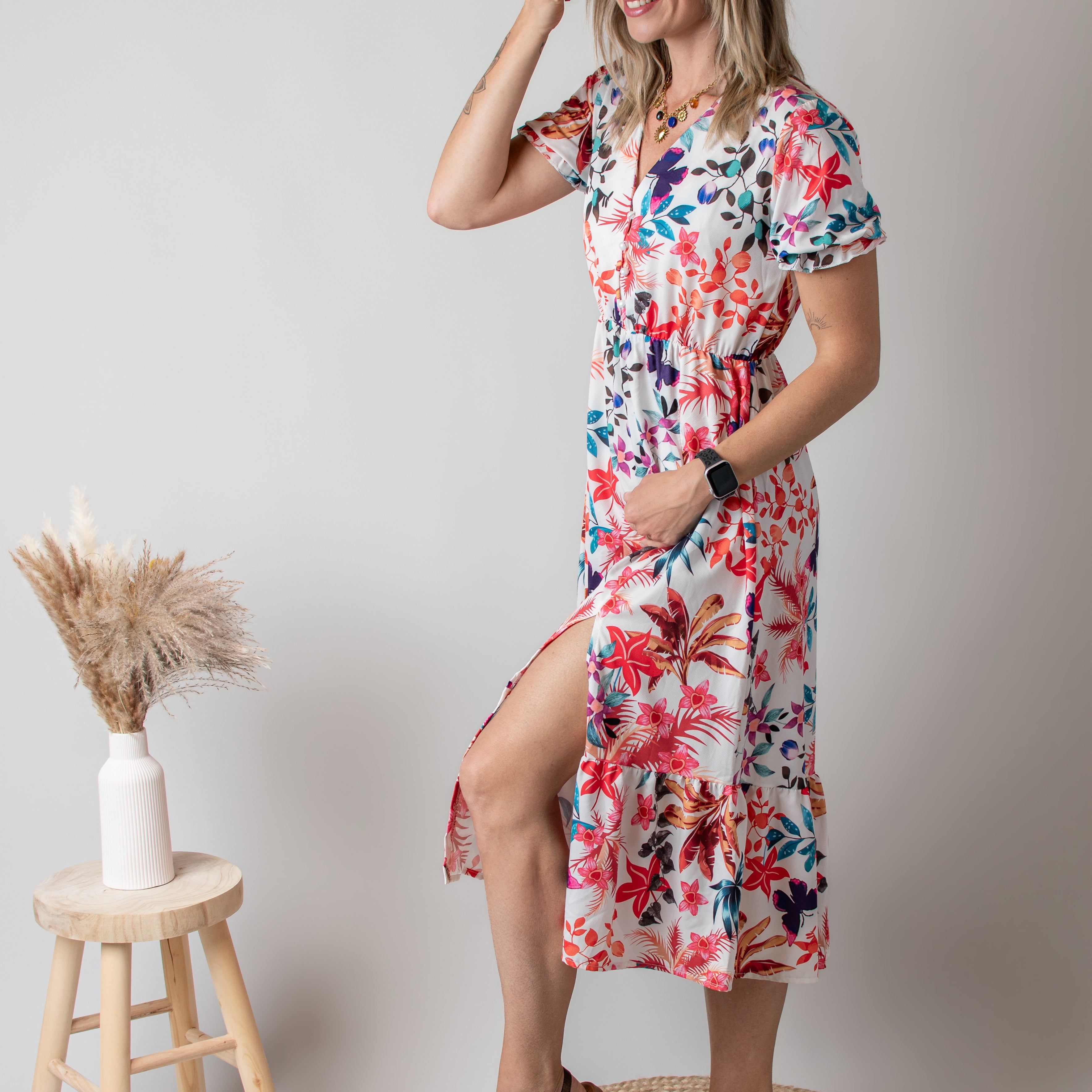 Robe Mi-Longue Fleurie la boutique de lydie