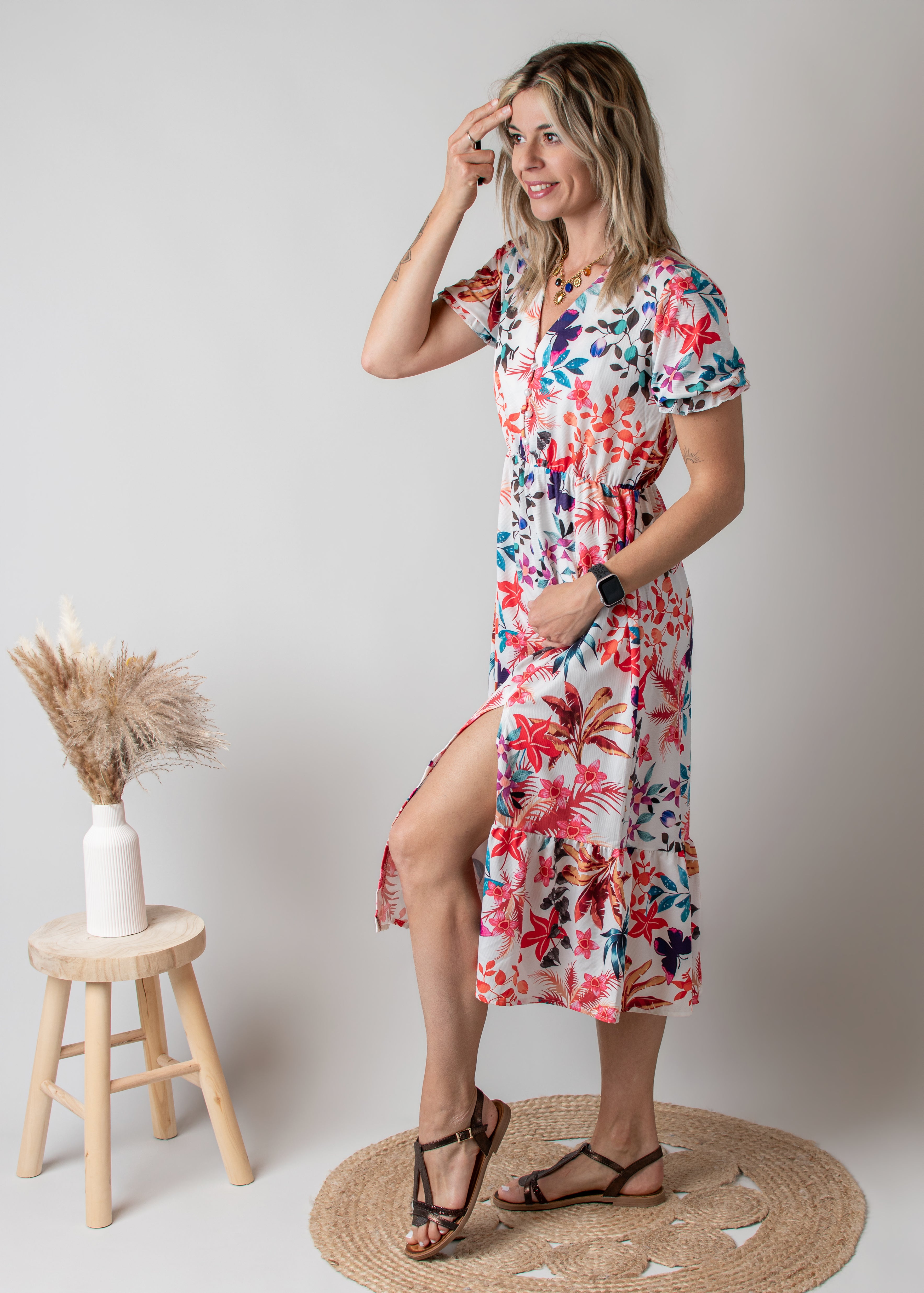 Robe Mi-Longue Fleurie la boutique de lydie