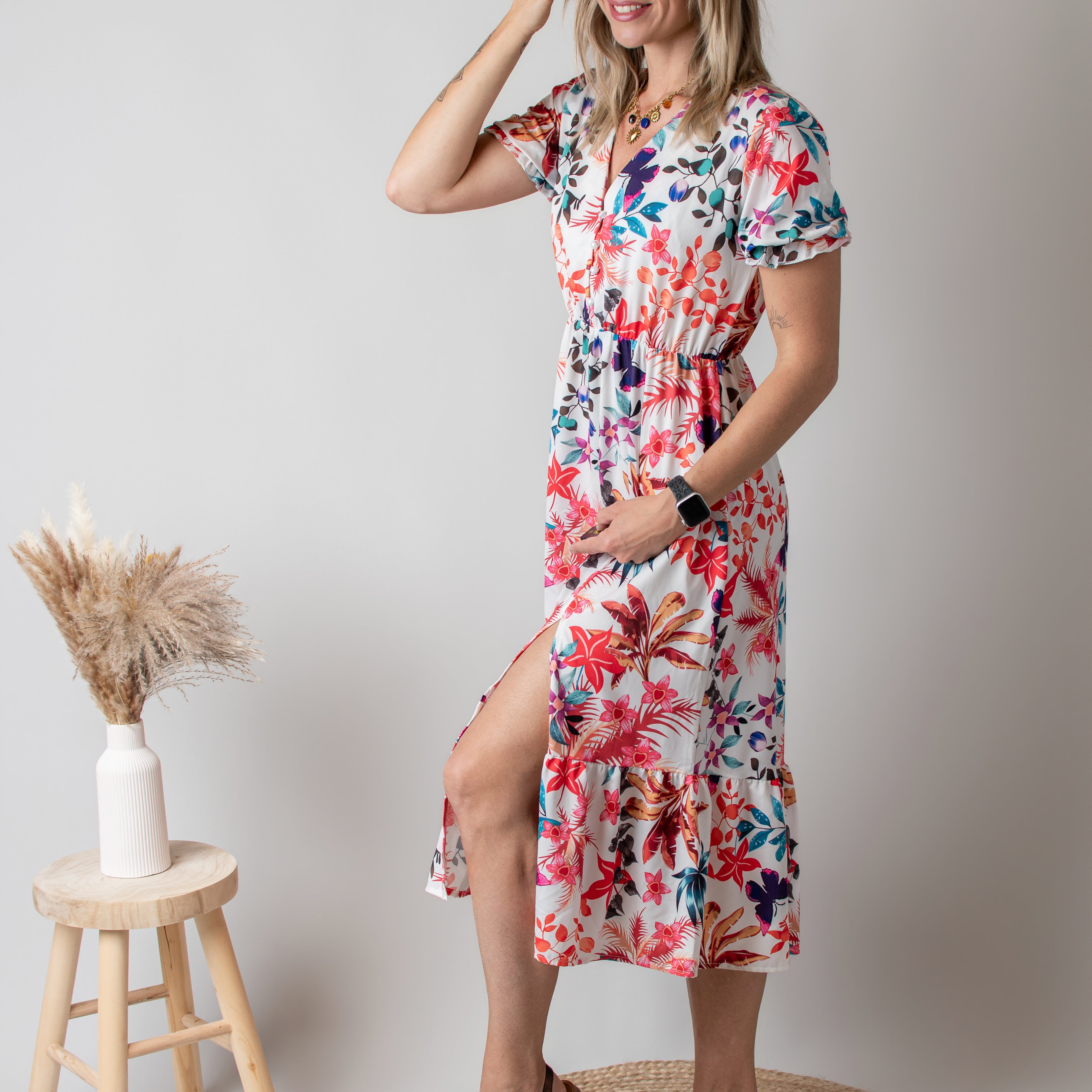 Robe Mi-Longue Fleurie