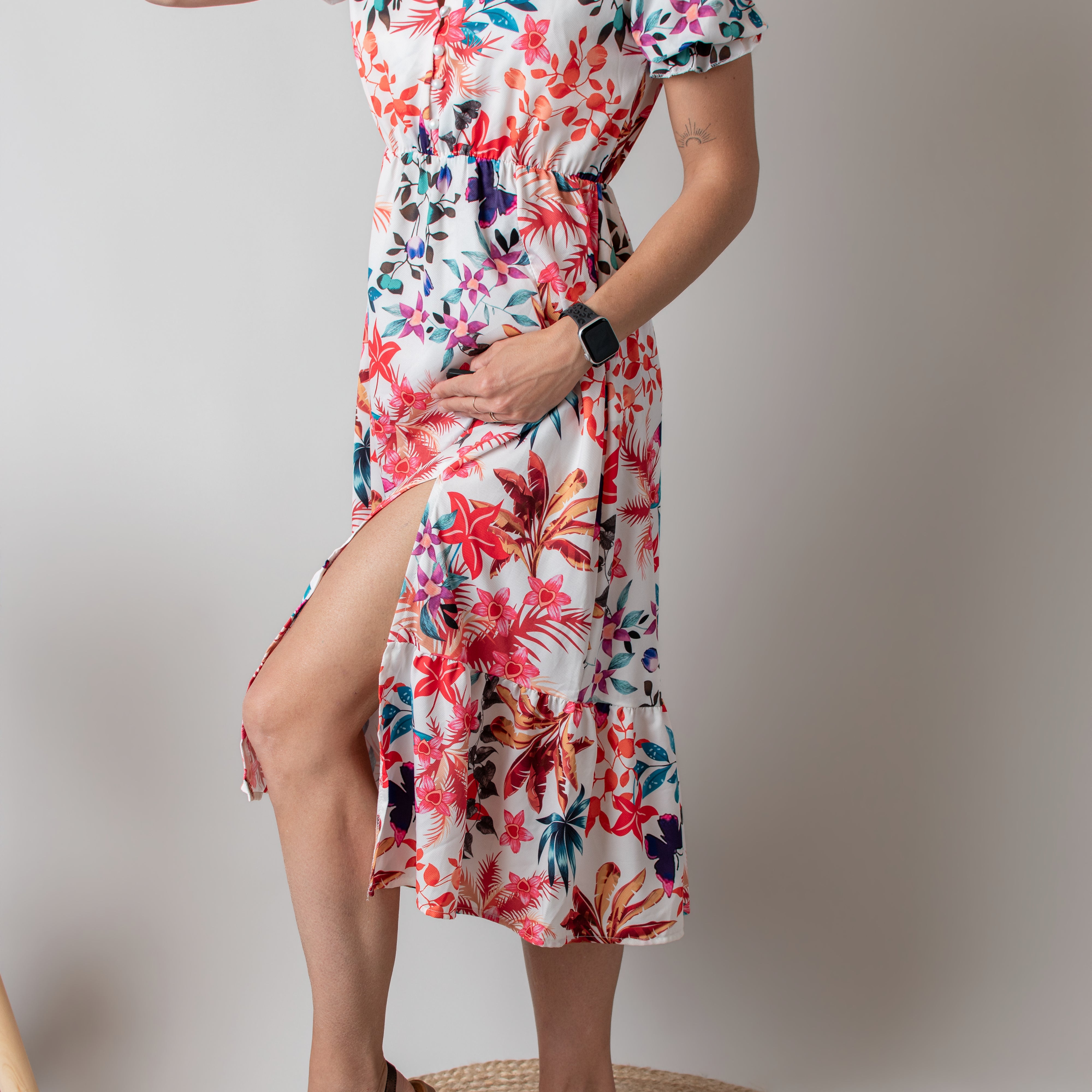 Robe Mi-Longue Fleurie