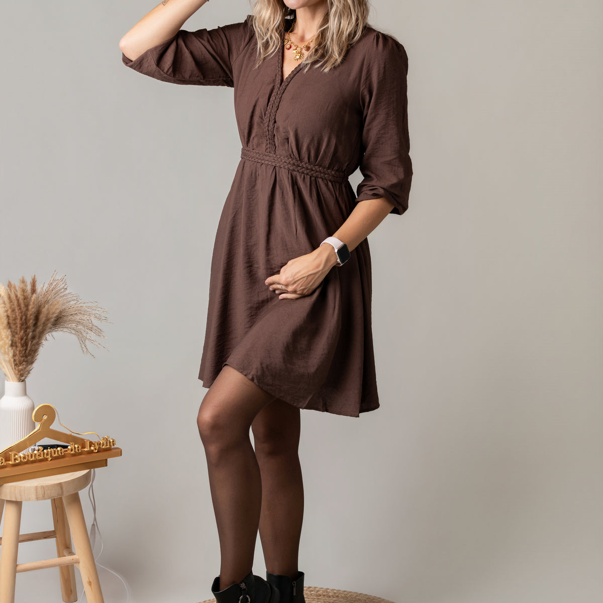 Robe courte chocolat la boutique de lydie