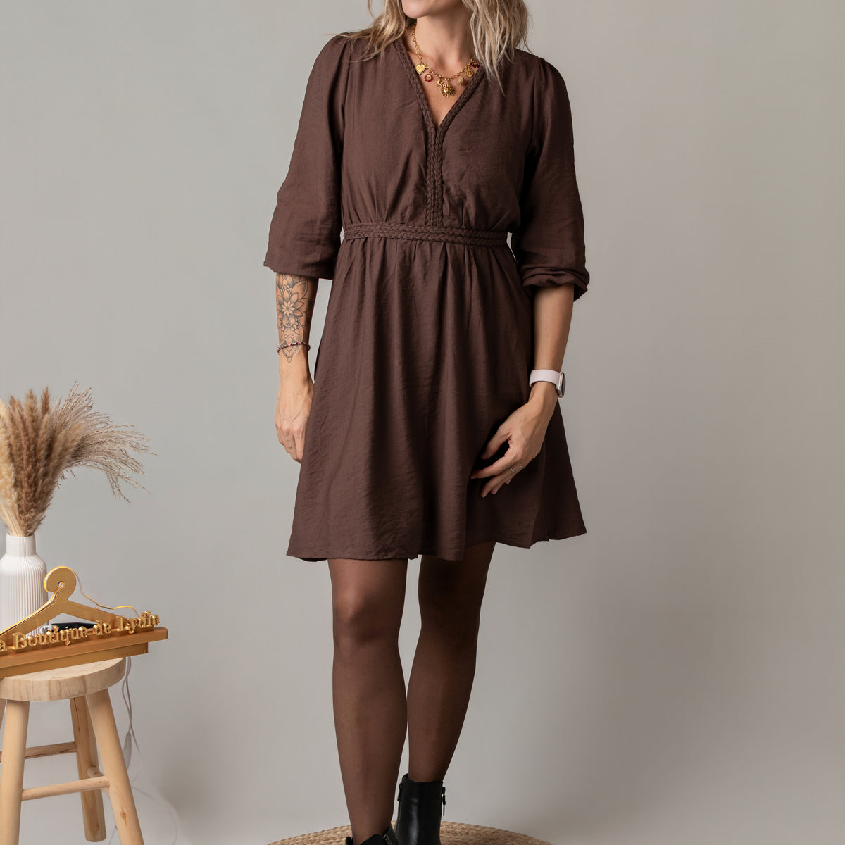 Robe courte chocolat automne