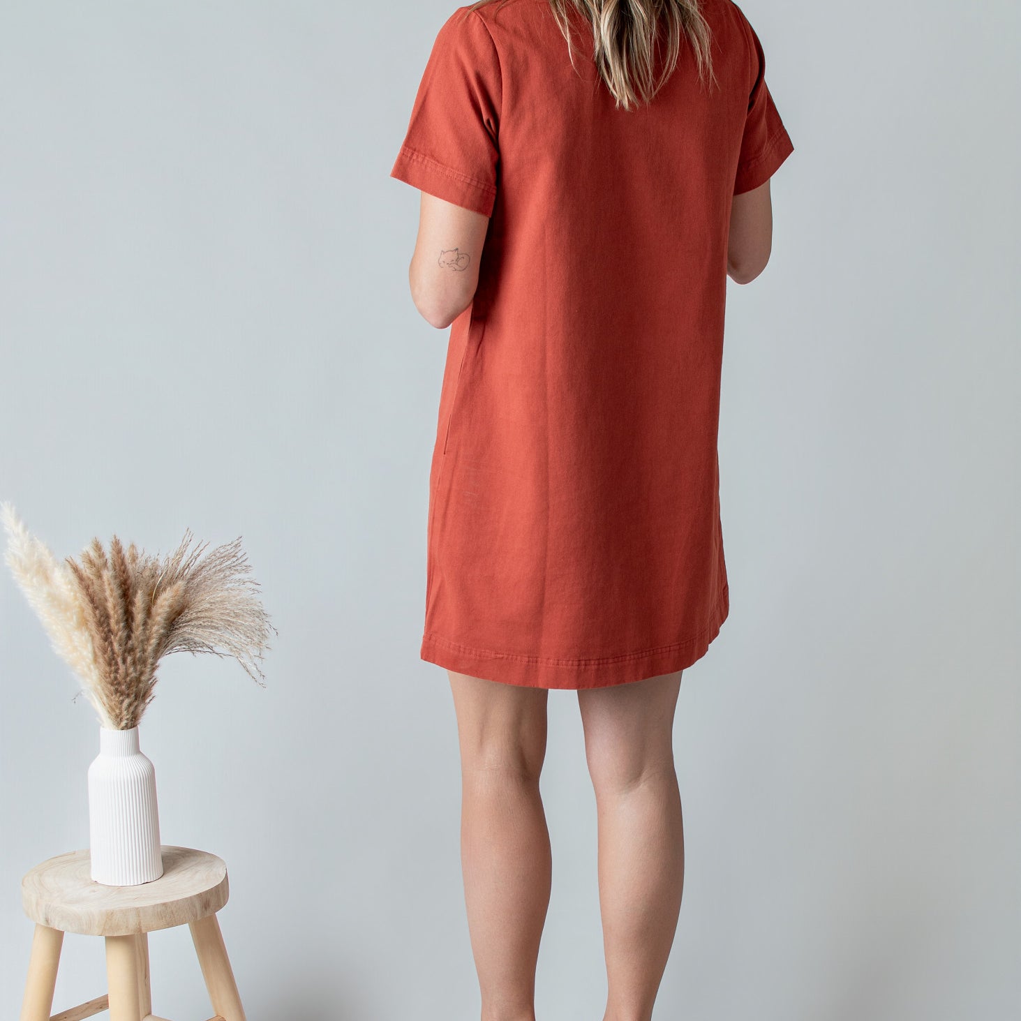 Robe Droite Coton Terracotta Style Denim