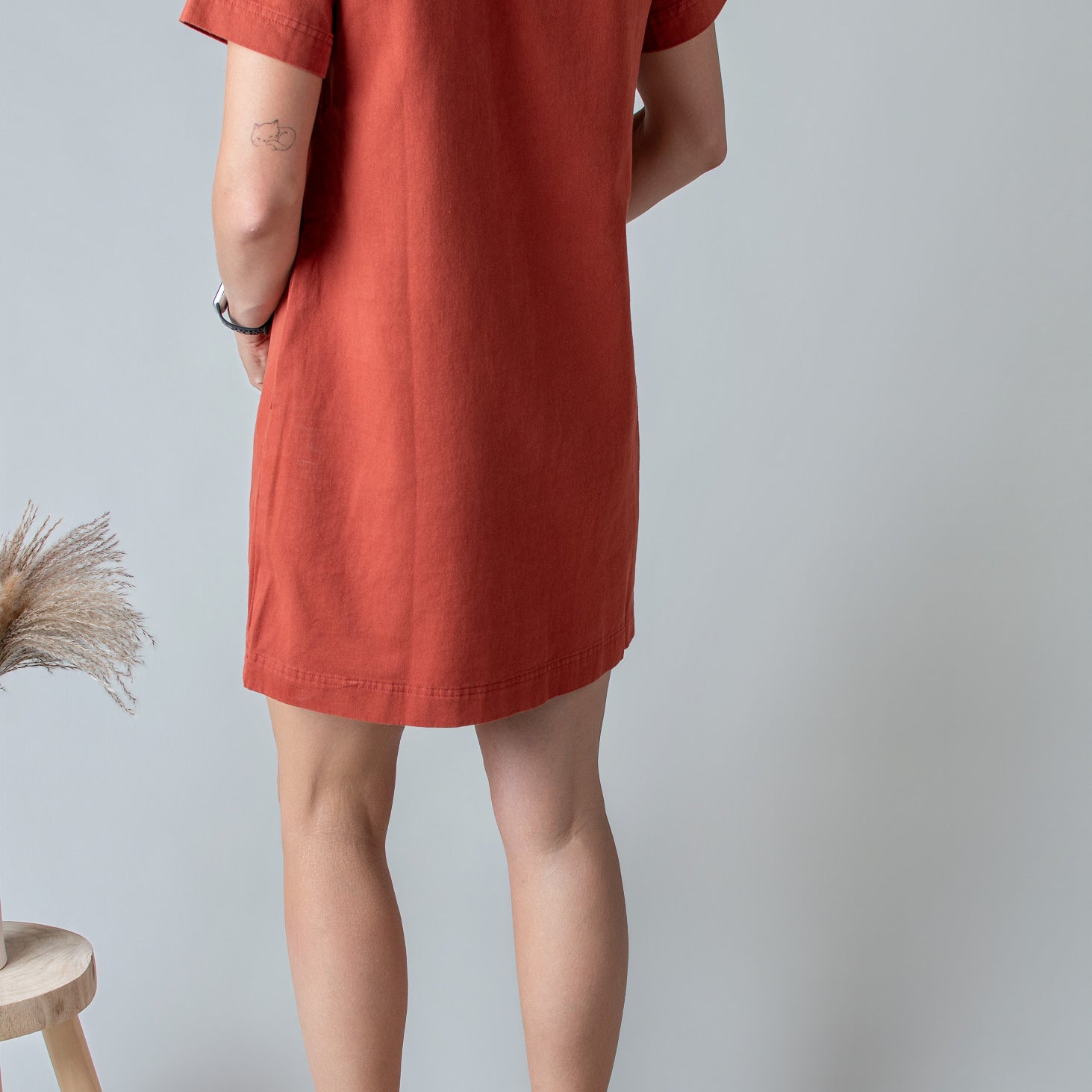 Robe Droite Coton Terracotta Style Denim