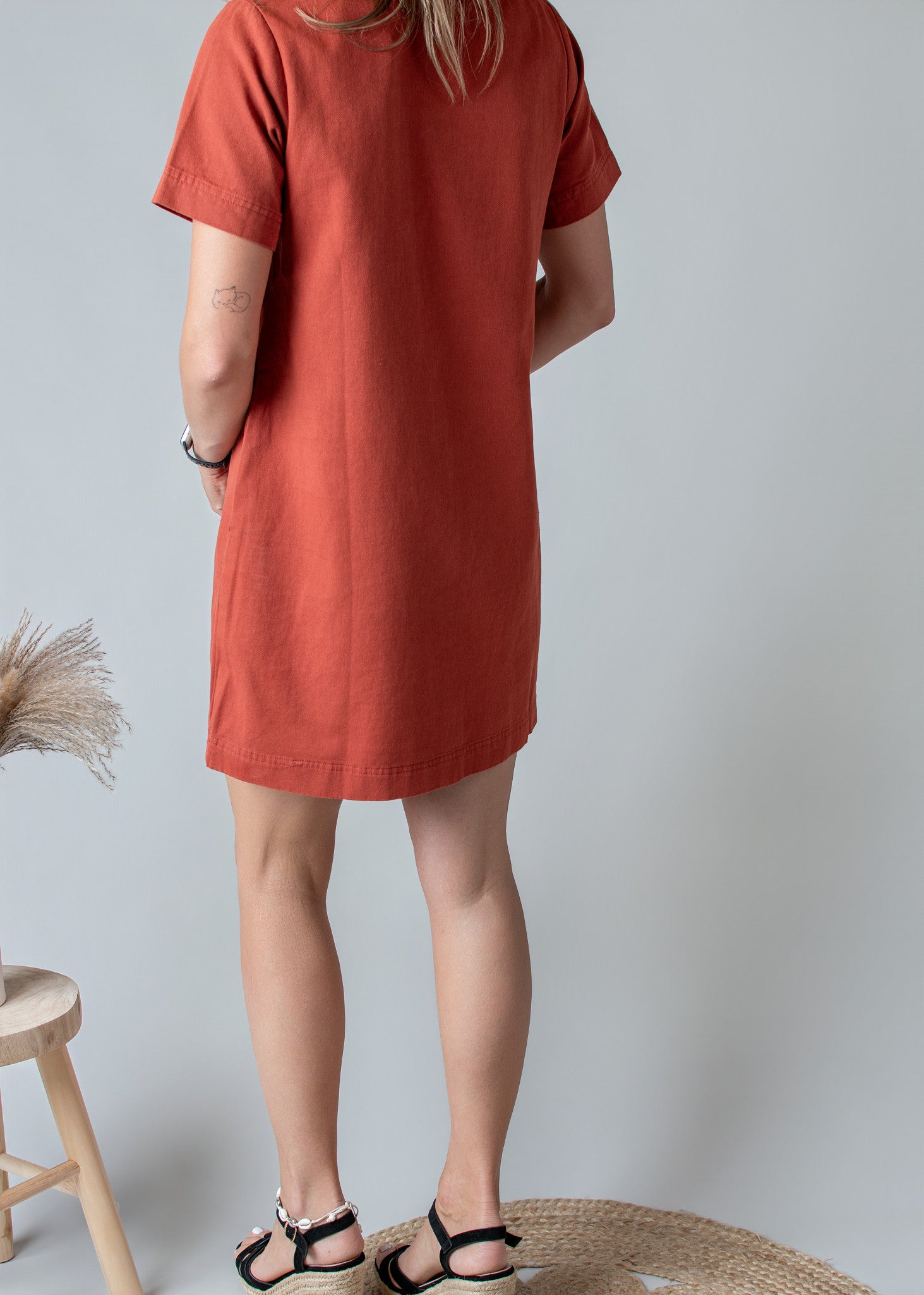 Robe Droite Coton Terracotta Style Denim