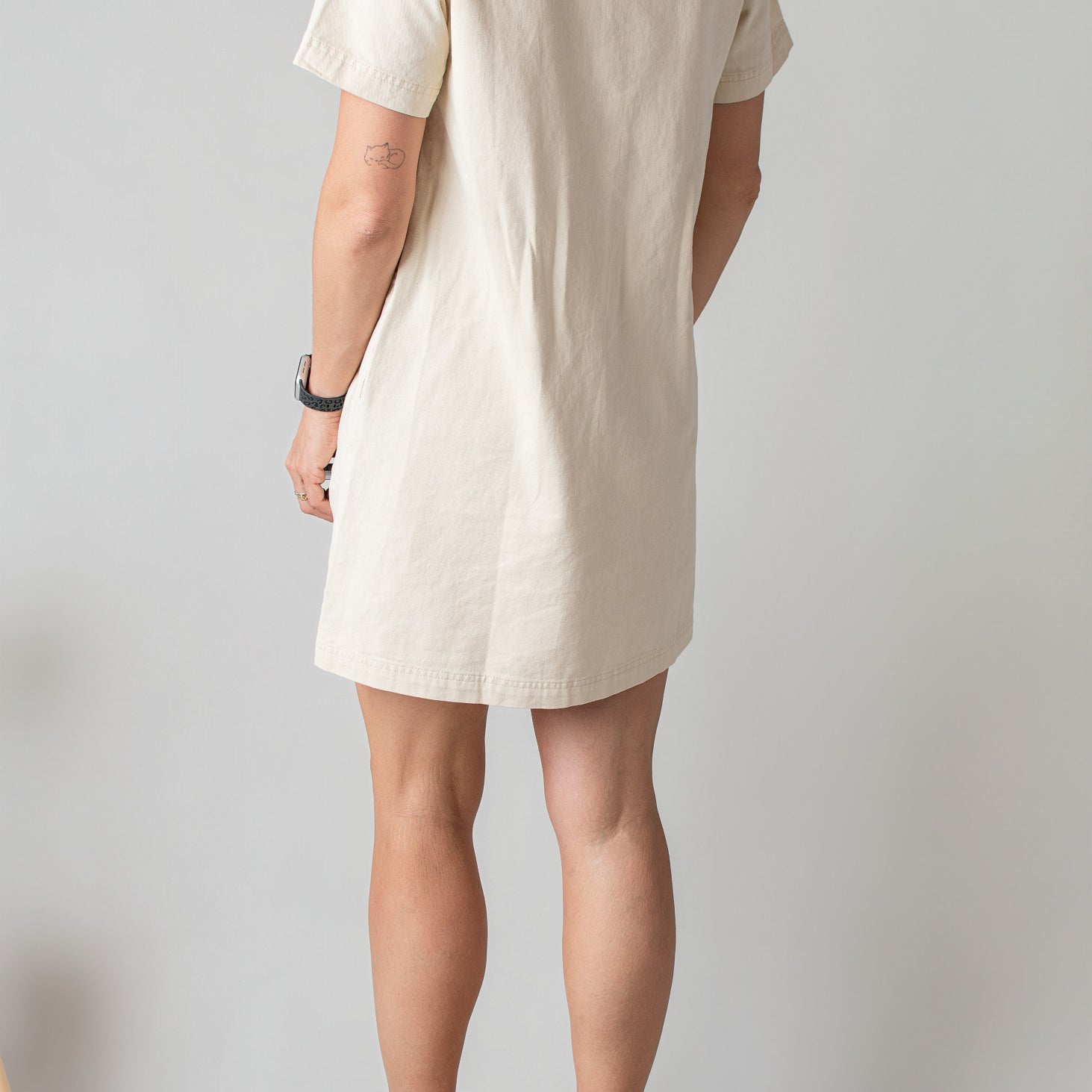 Robe Droite Coton Beige Style Denim