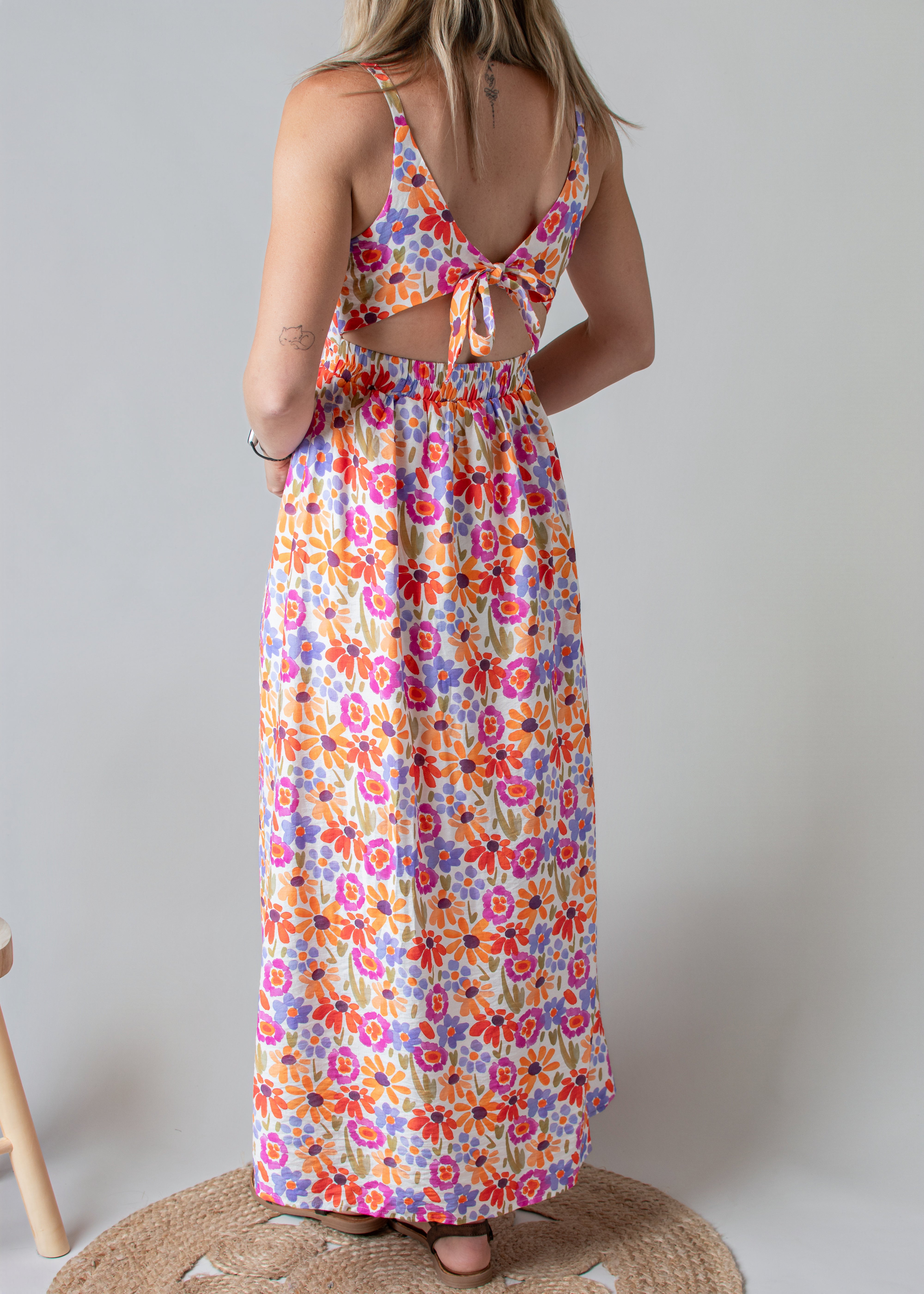 Robe Longue Fleurie Dos Nu