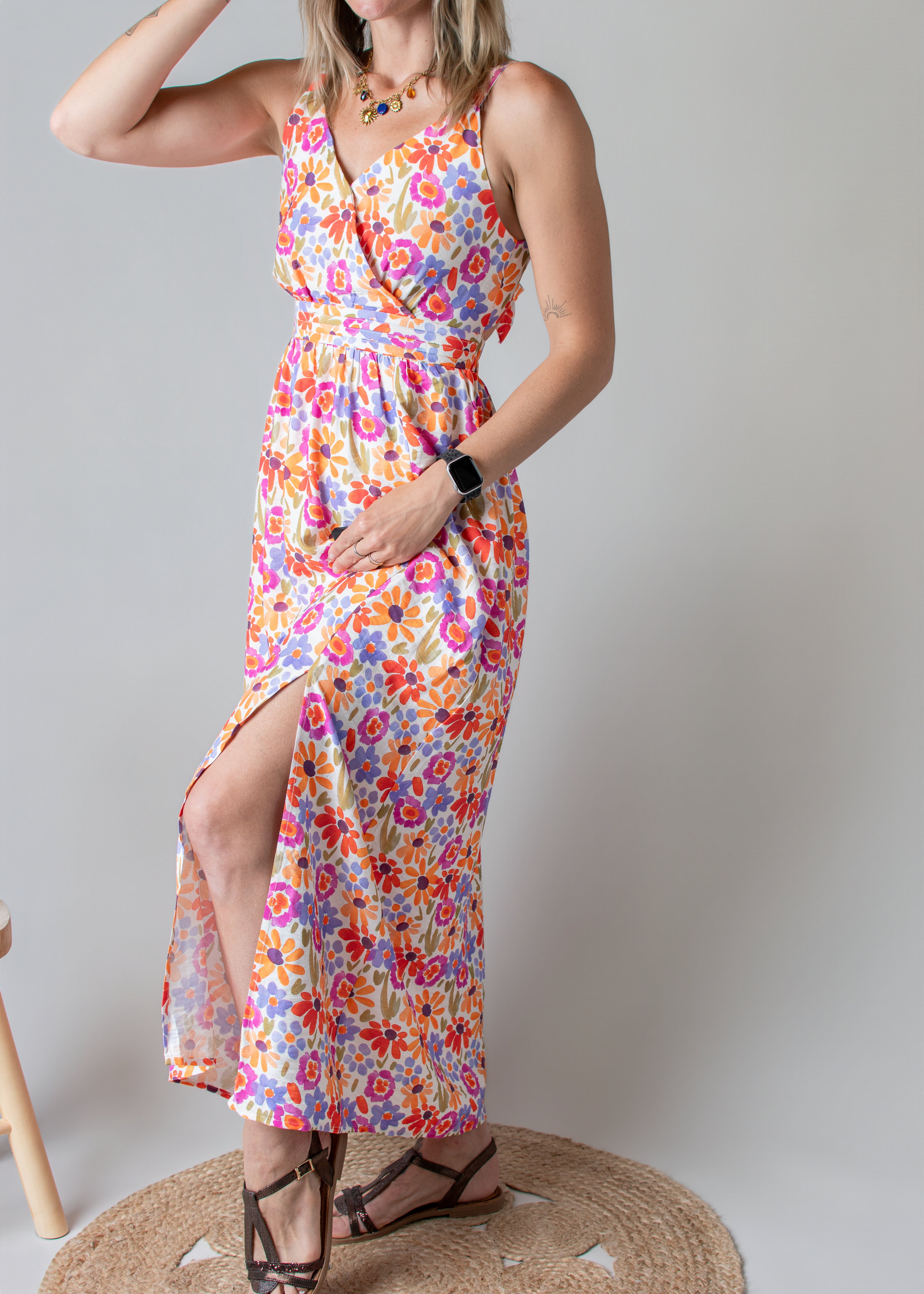 Robe Longue Fleurie Dos Nu