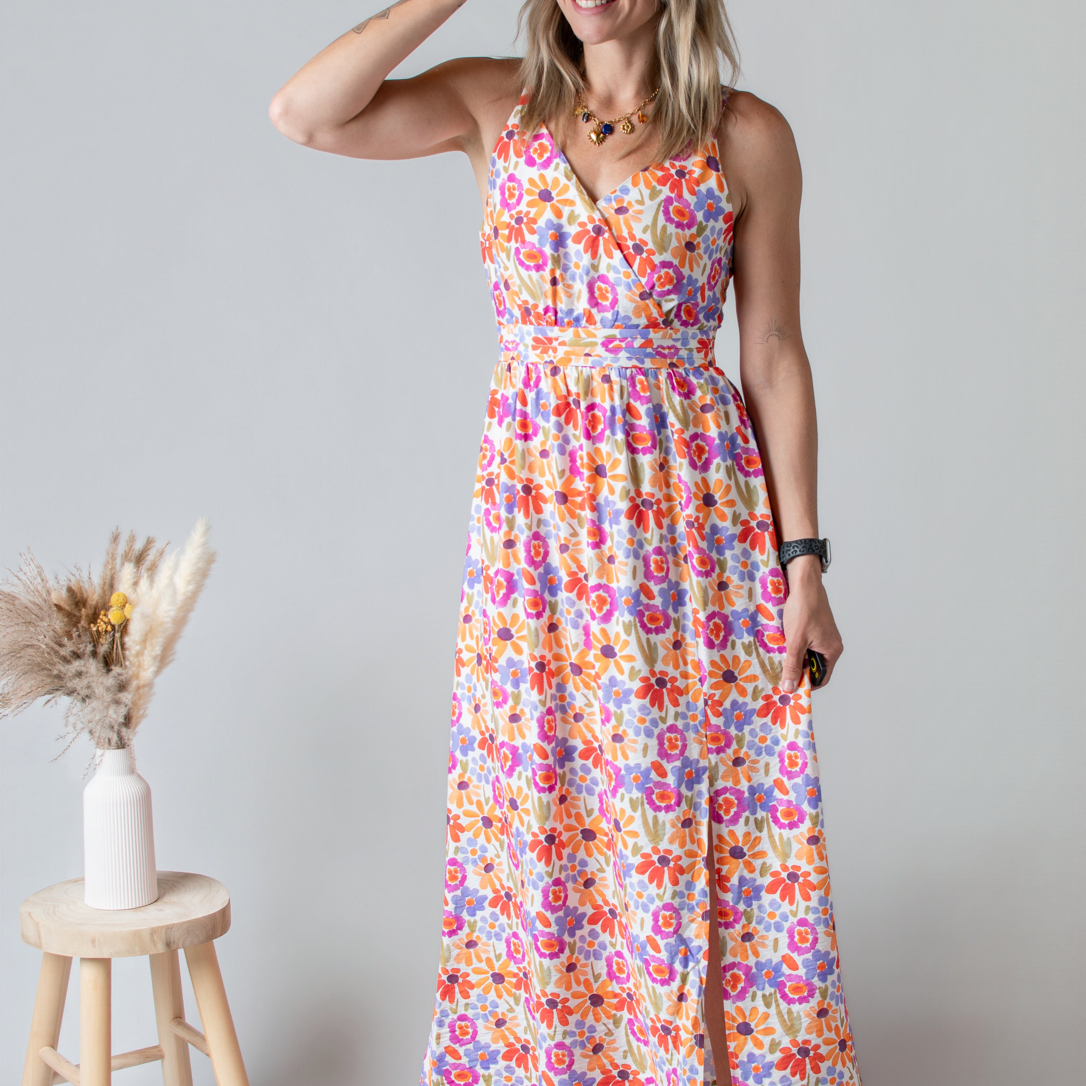 Robe Longue Fleurie Dos Nu