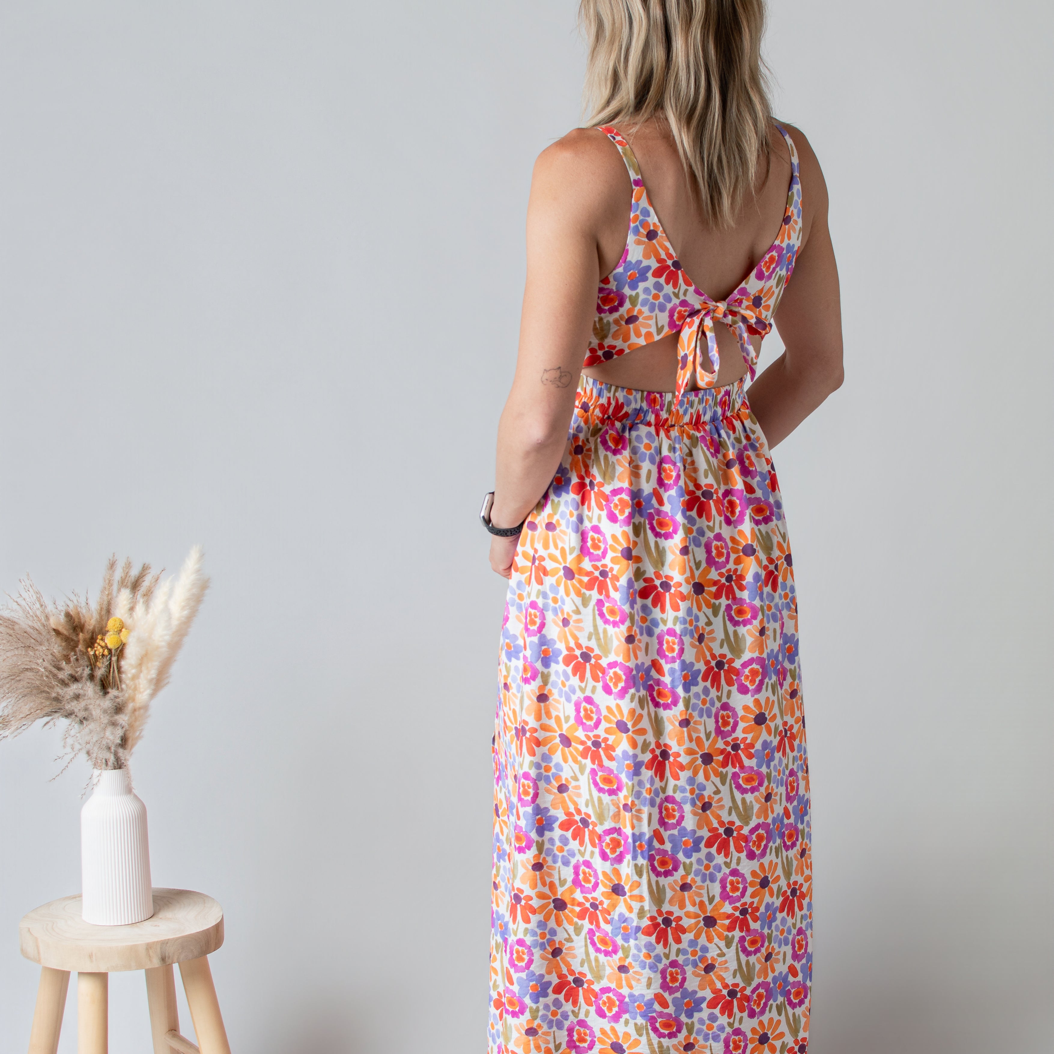 Robe Longue Fleurie Dos Nu