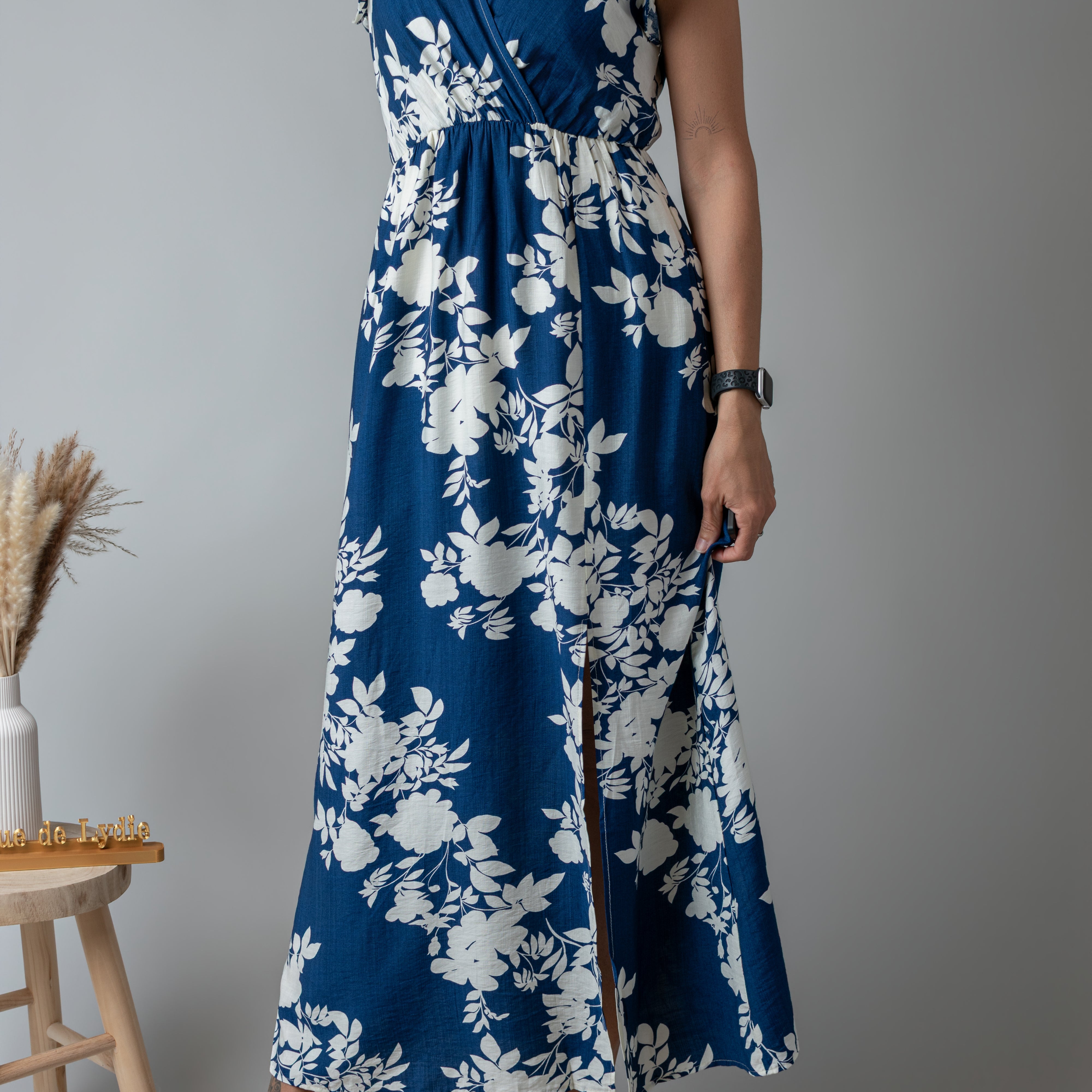 Robe Longue fleurie bleue