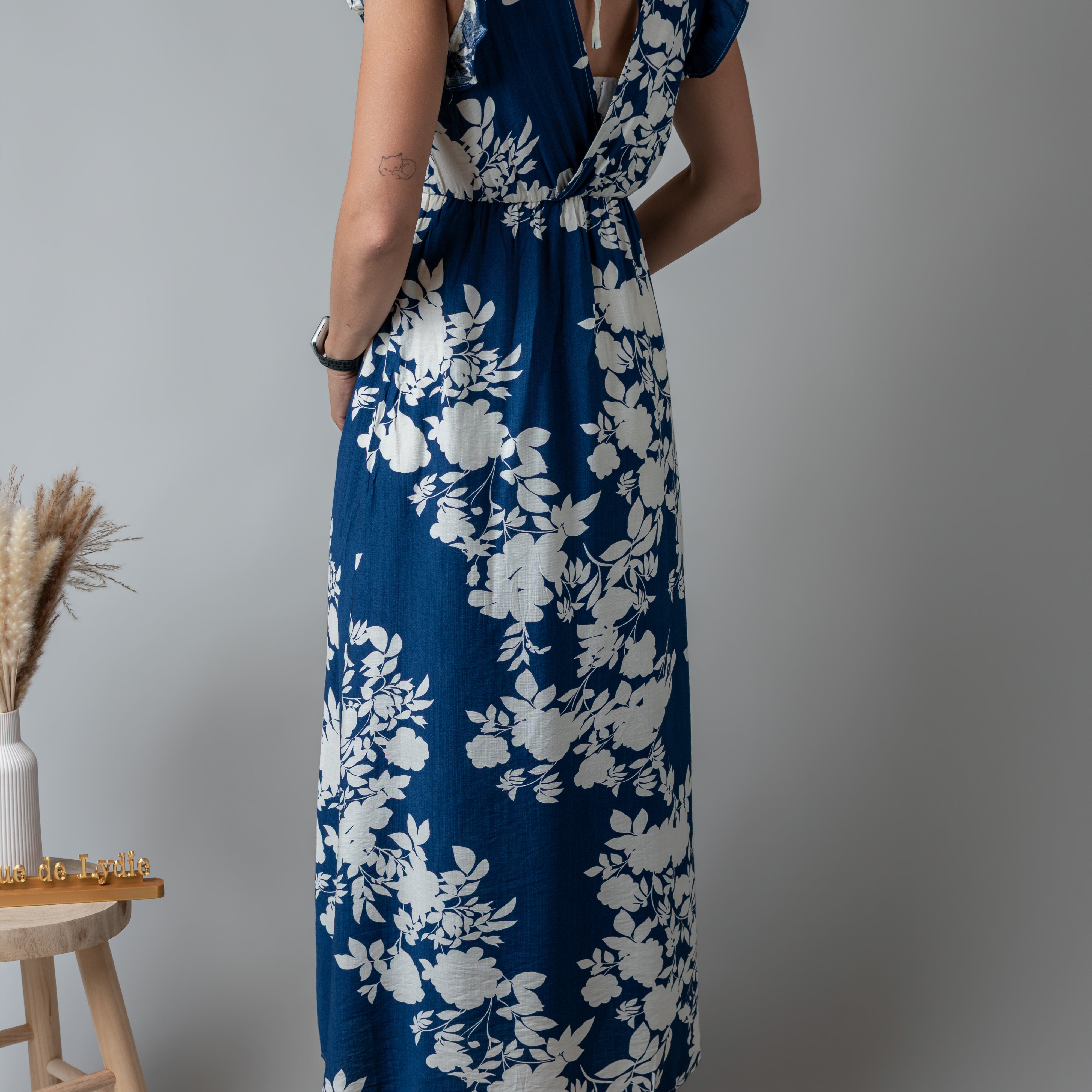 Robe Longue fleurie bleue