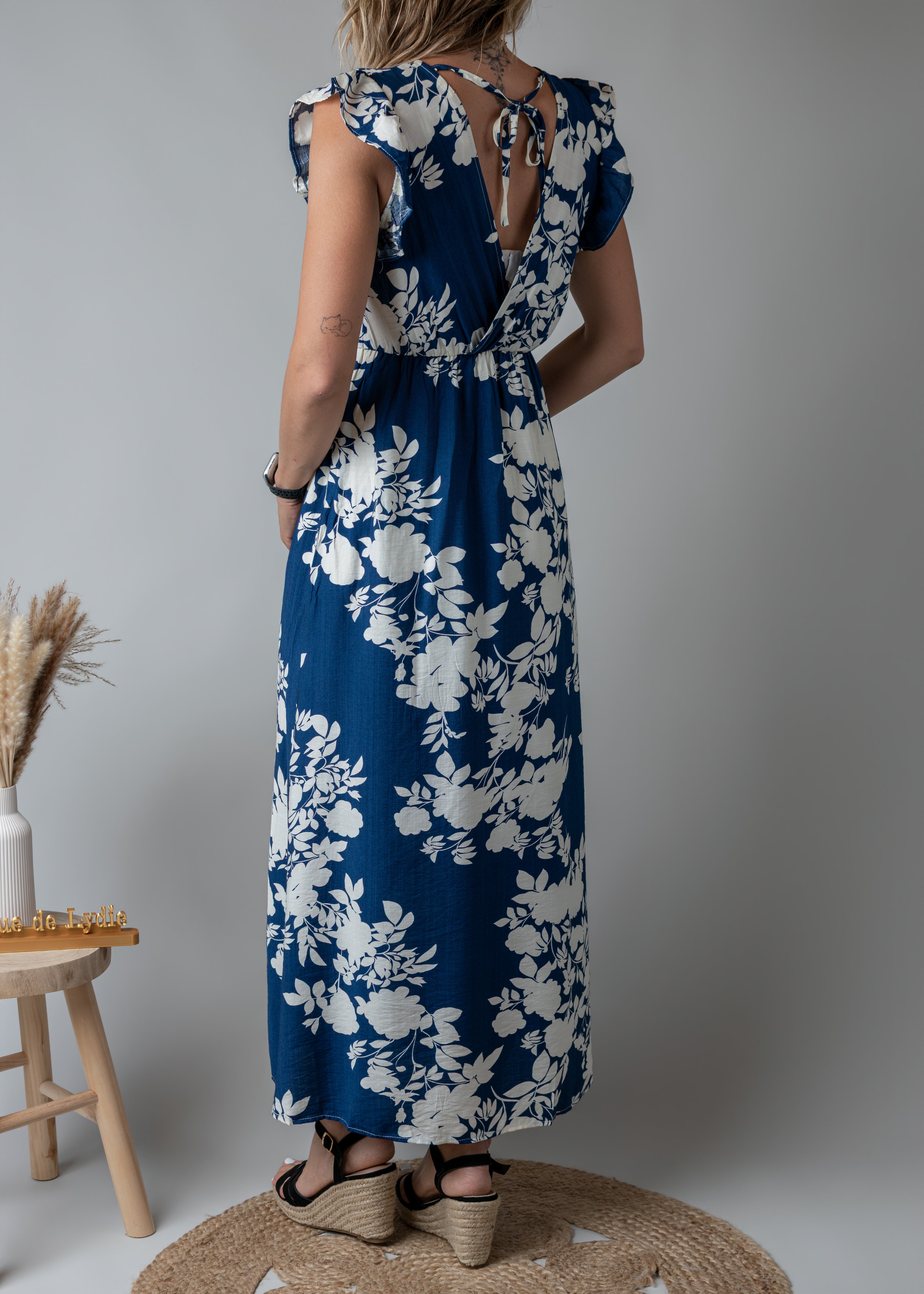 Robe Longue fleurie bleue