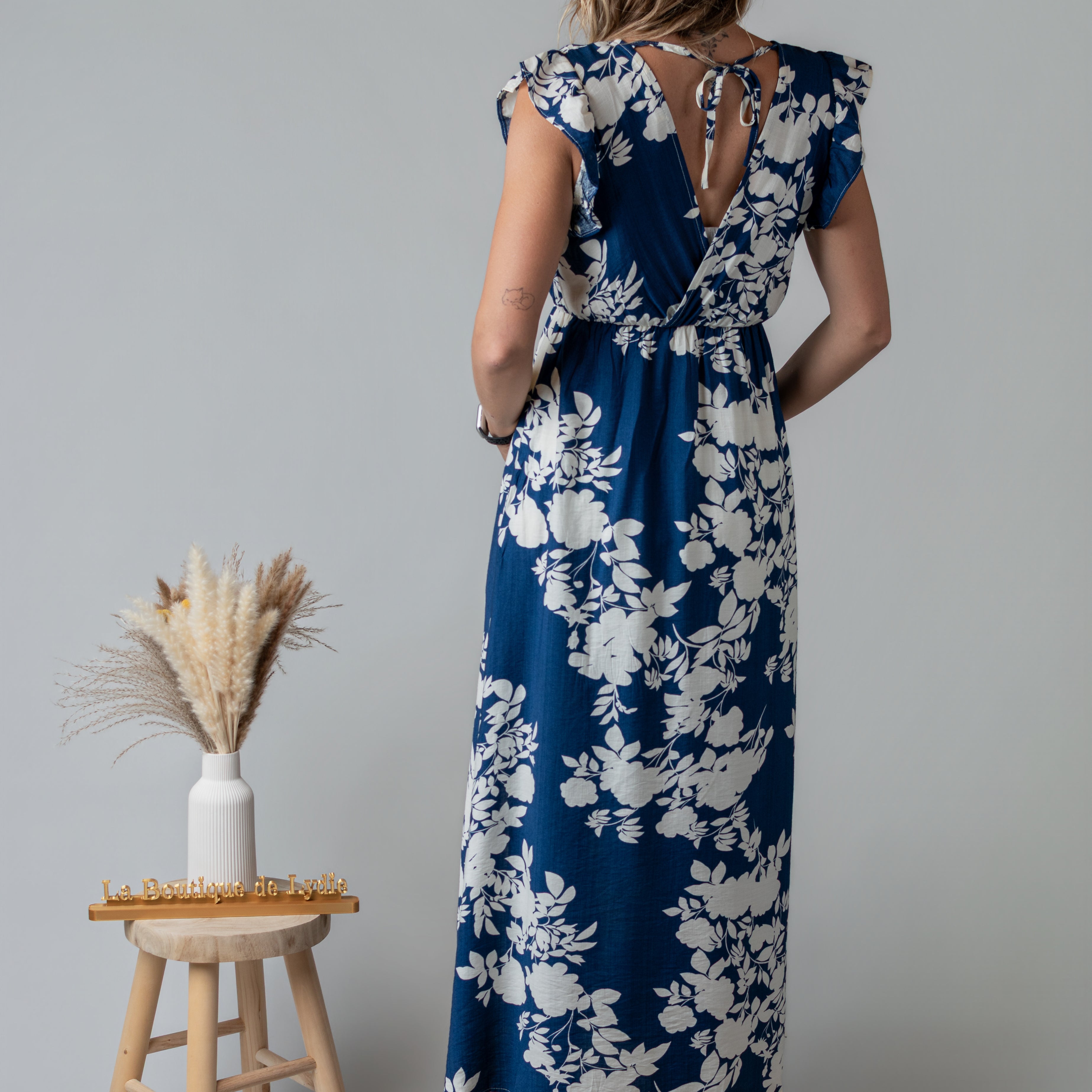 Robe Longue fleurie bleue