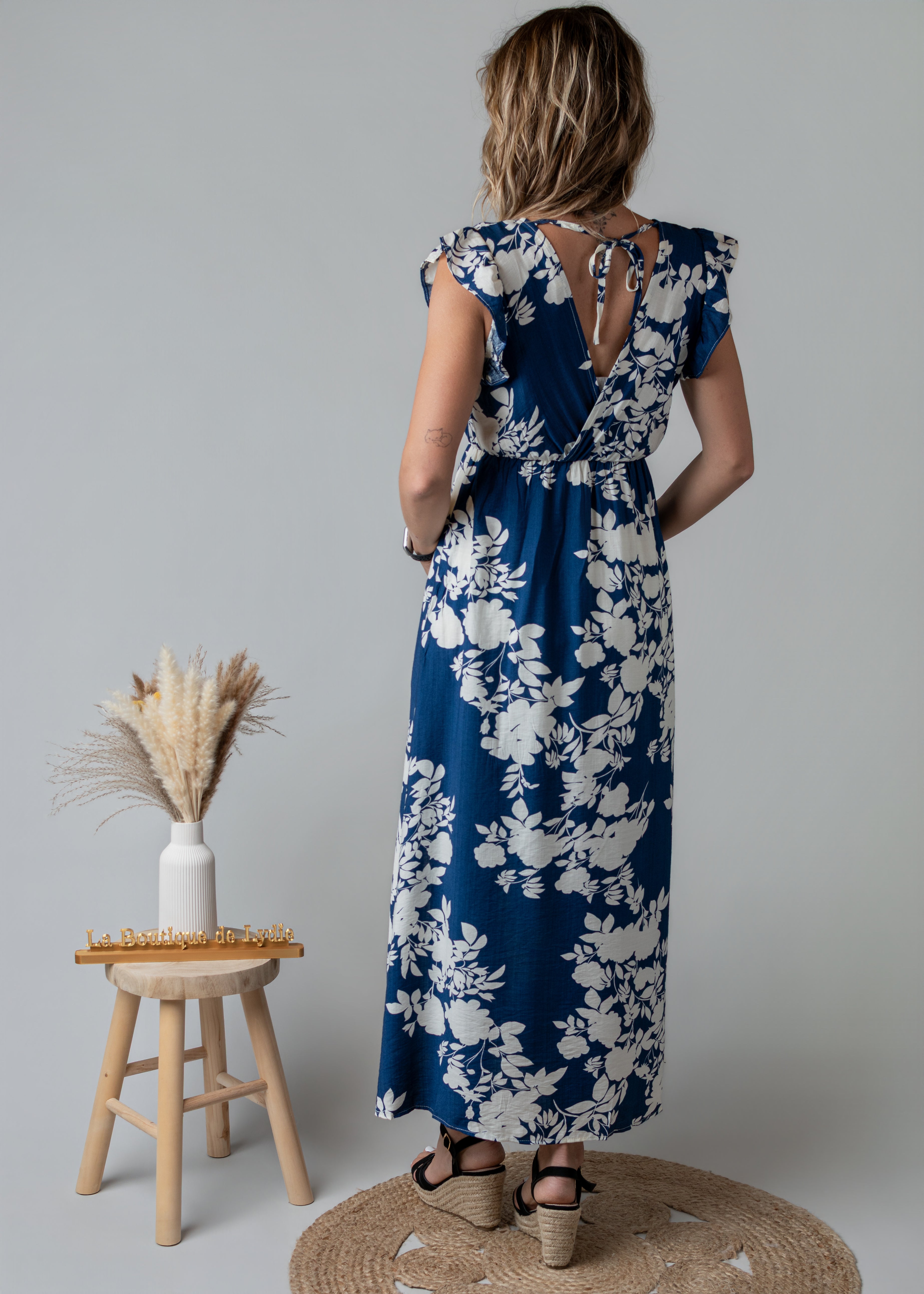 Robe Longue fleurie bleue