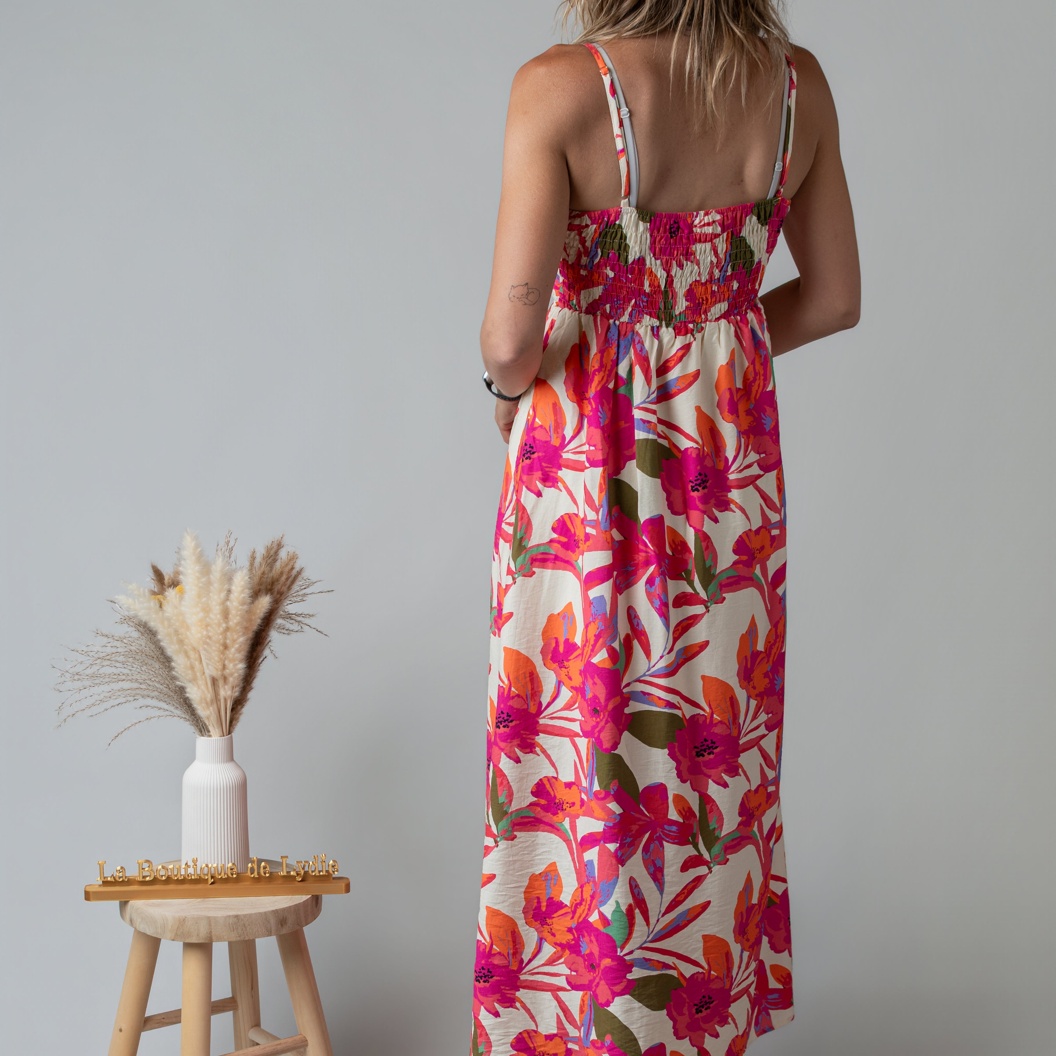 Robe Longue Fleurie fuchsia