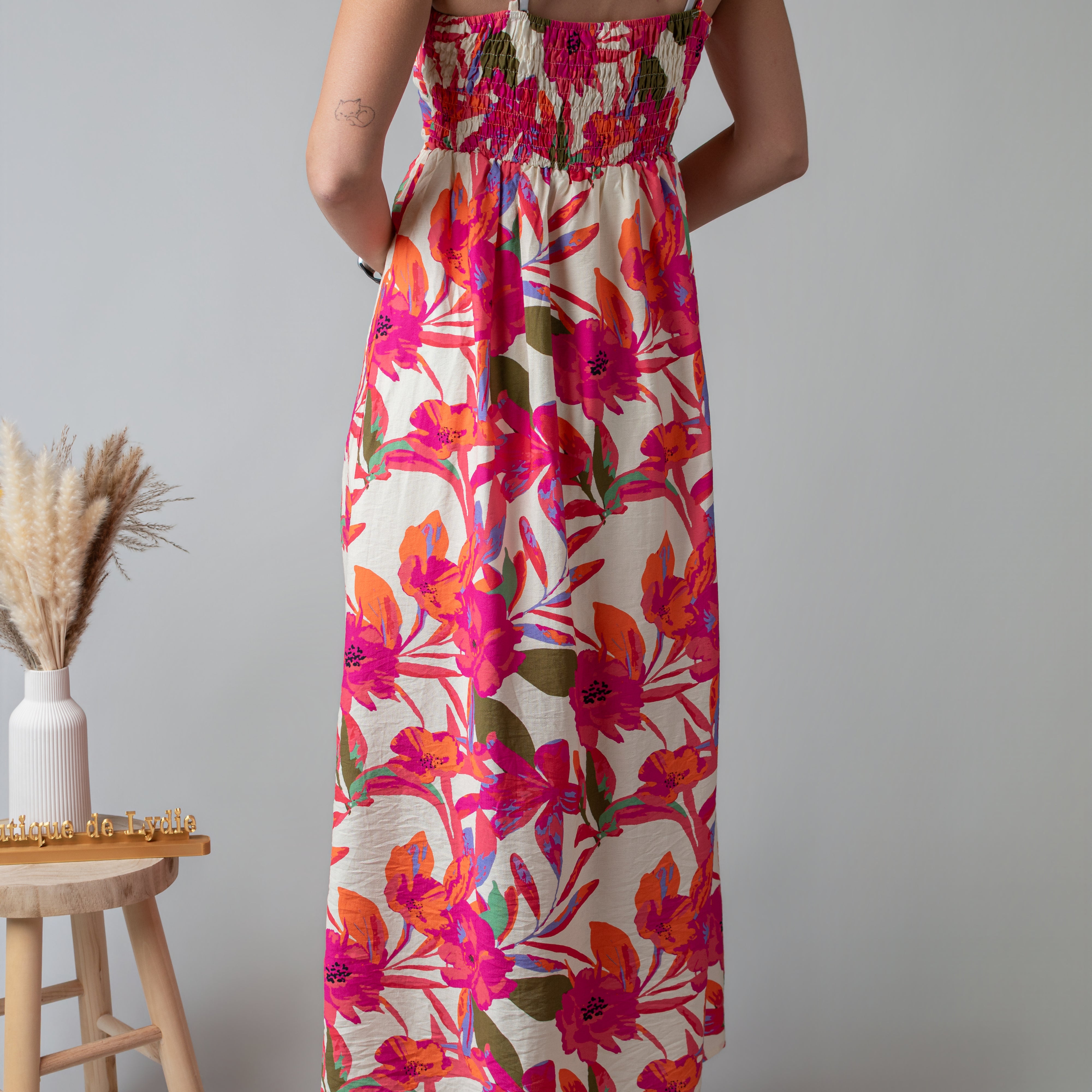 Robe Longue Fleurie fuchsia