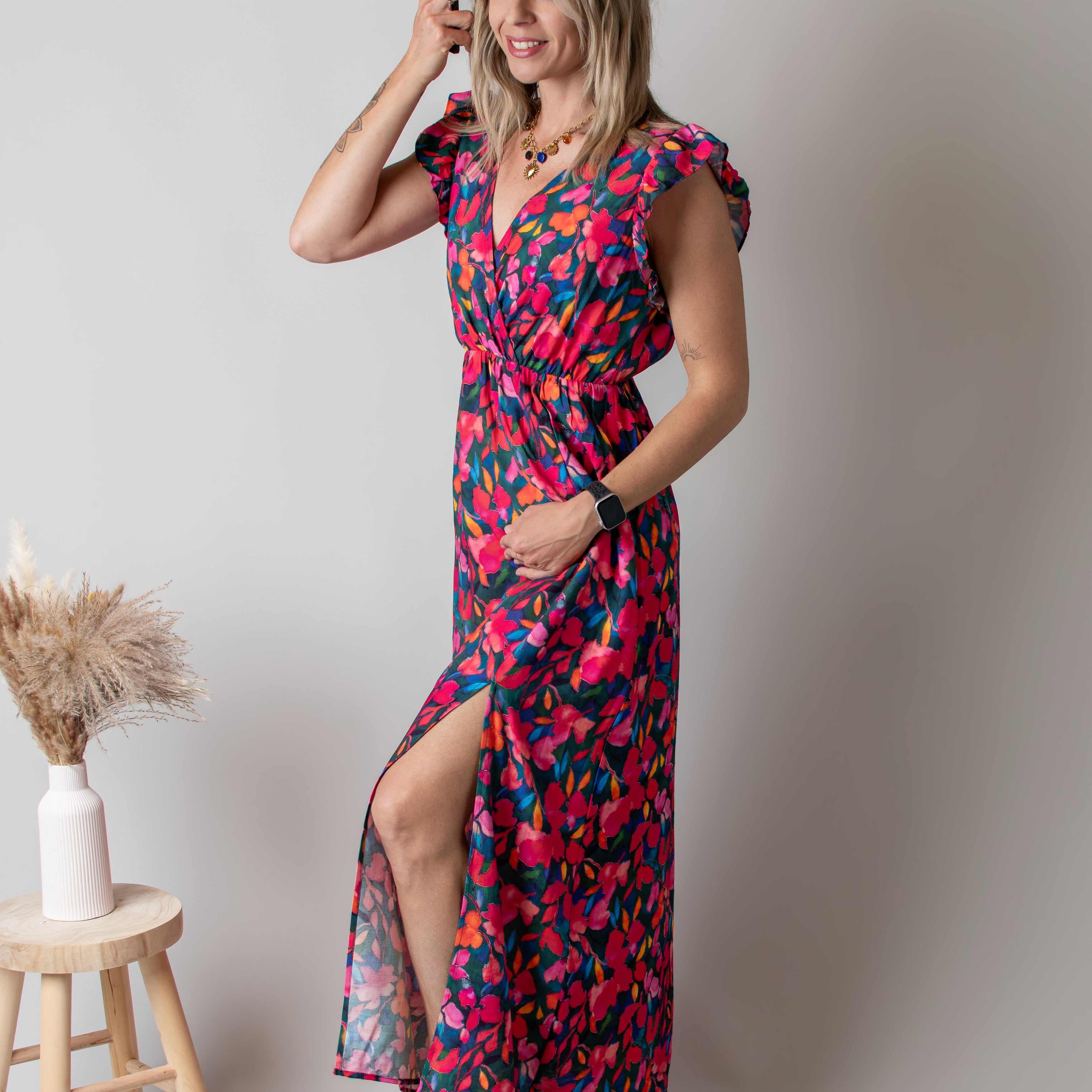 Robe Longue Fleurie Croisée la boutique de lydie