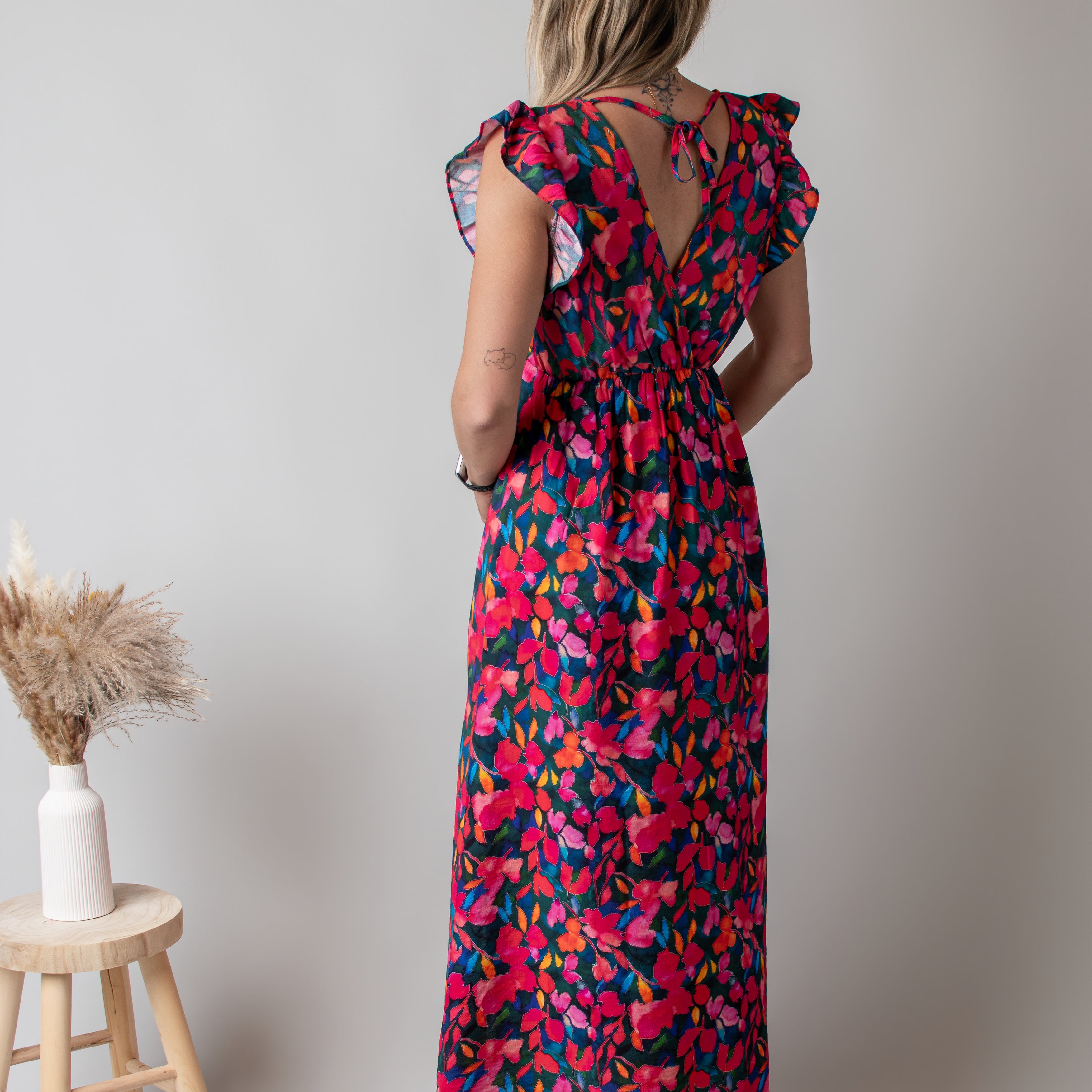 Robe Longue Fleurie Croisée