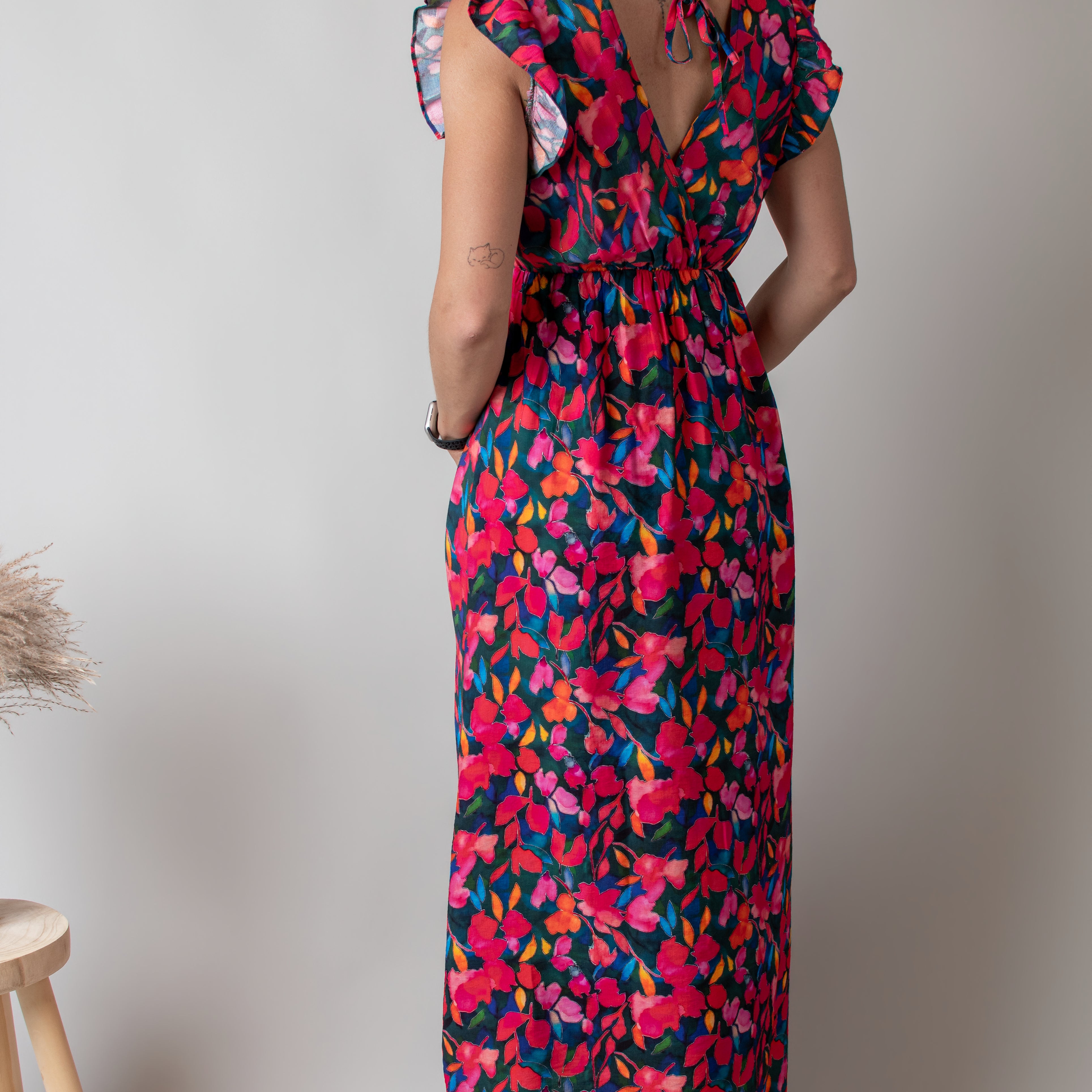 Robe Longue Fleurie Croisée