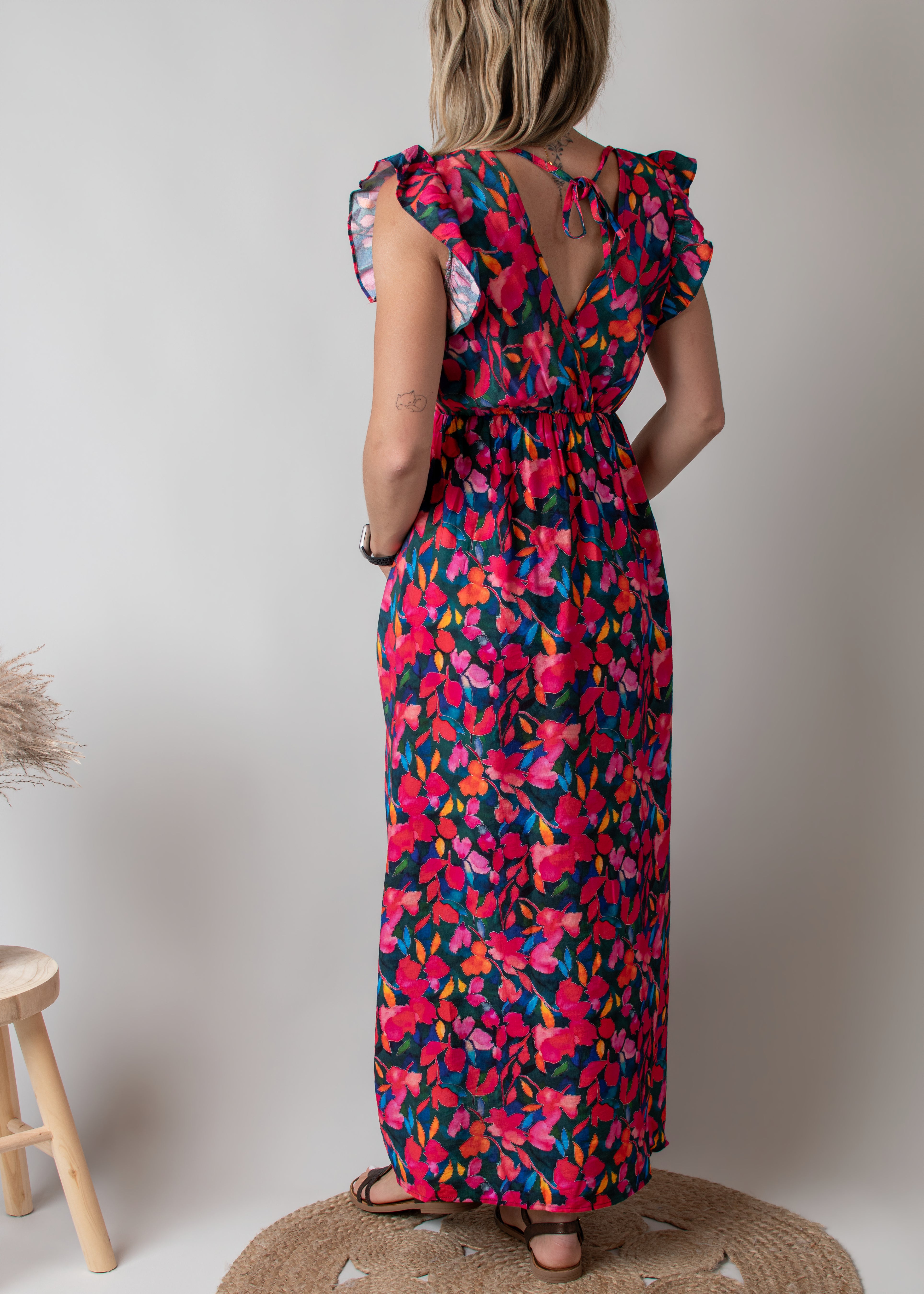 Robe Longue Fleurie Croisée