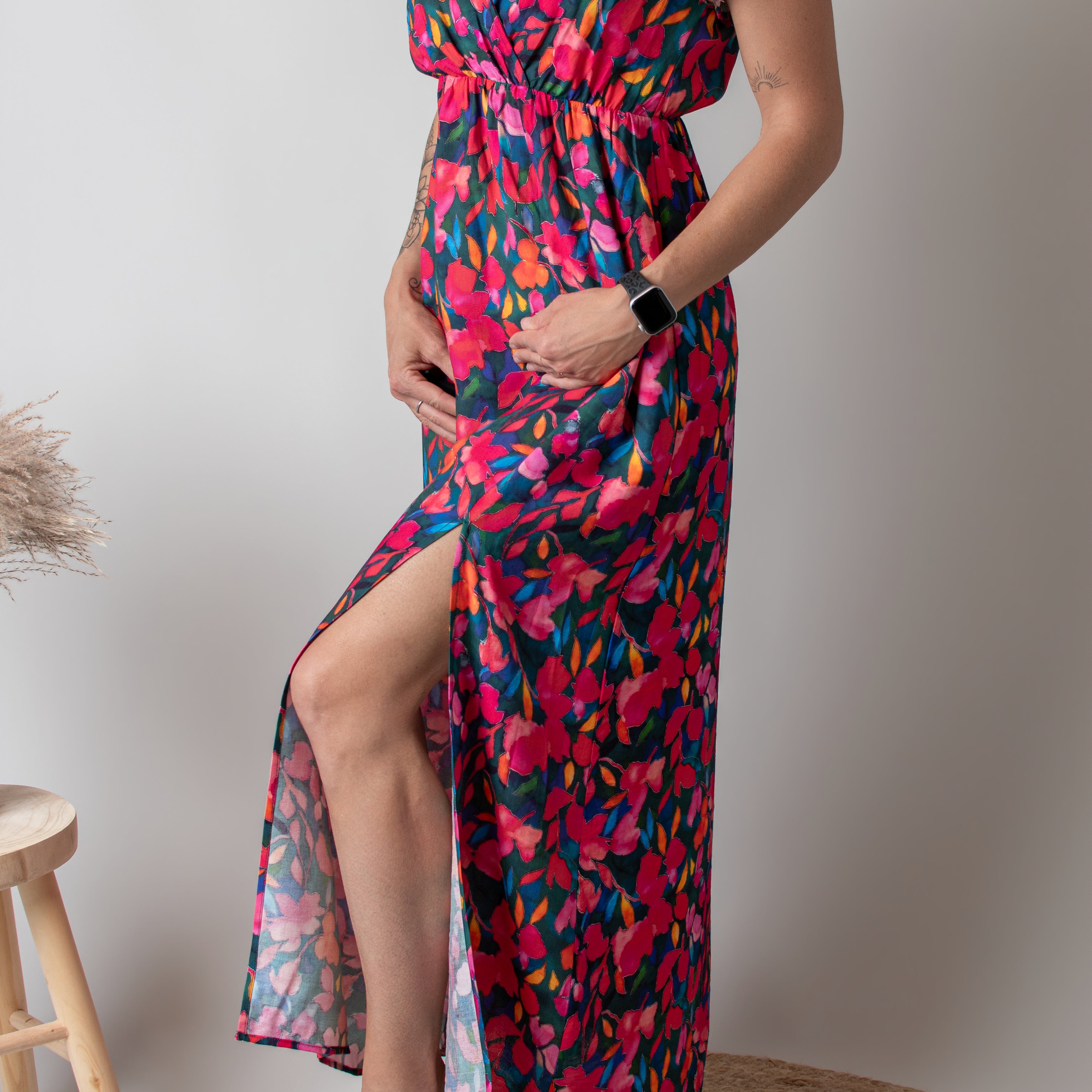 Robe Longue Fleurie Croisée