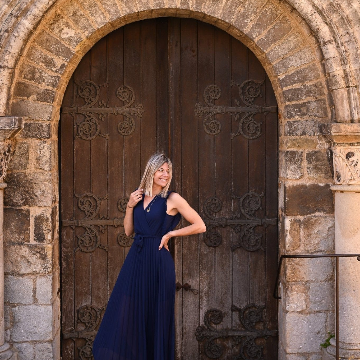 Robe longue plissée Marine Carmen - La Boutique de Lydie Taille Unique