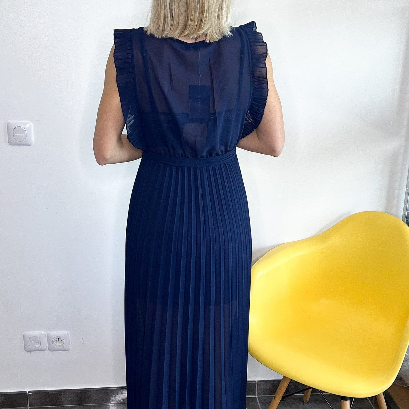 Robe longue plissée Marine Carmen - La Boutique de Lydie Taille Unique