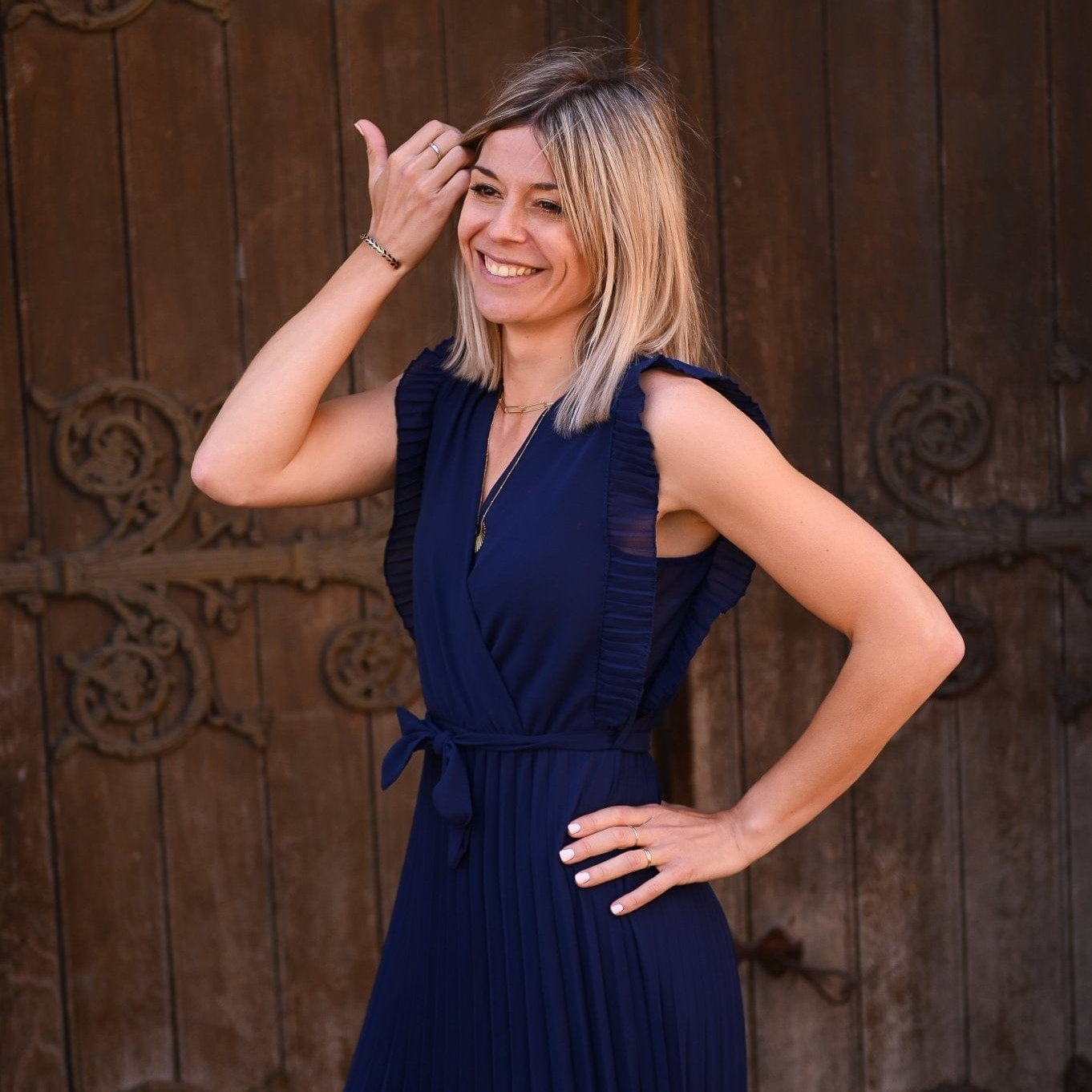 Robe longue plissée Marine Carmen - La Boutique de Lydie Taille Unique