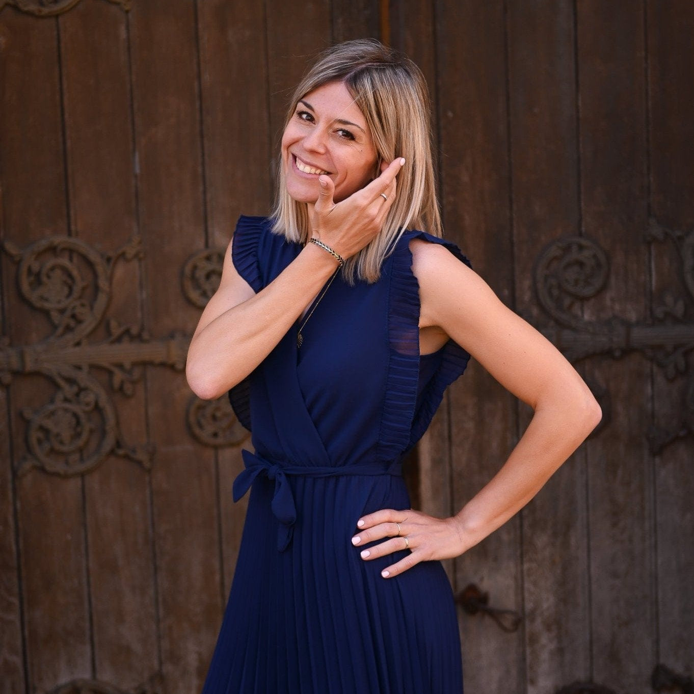 Robe longue plissée Marine Carmen - La Boutique de Lydie Taille Unique