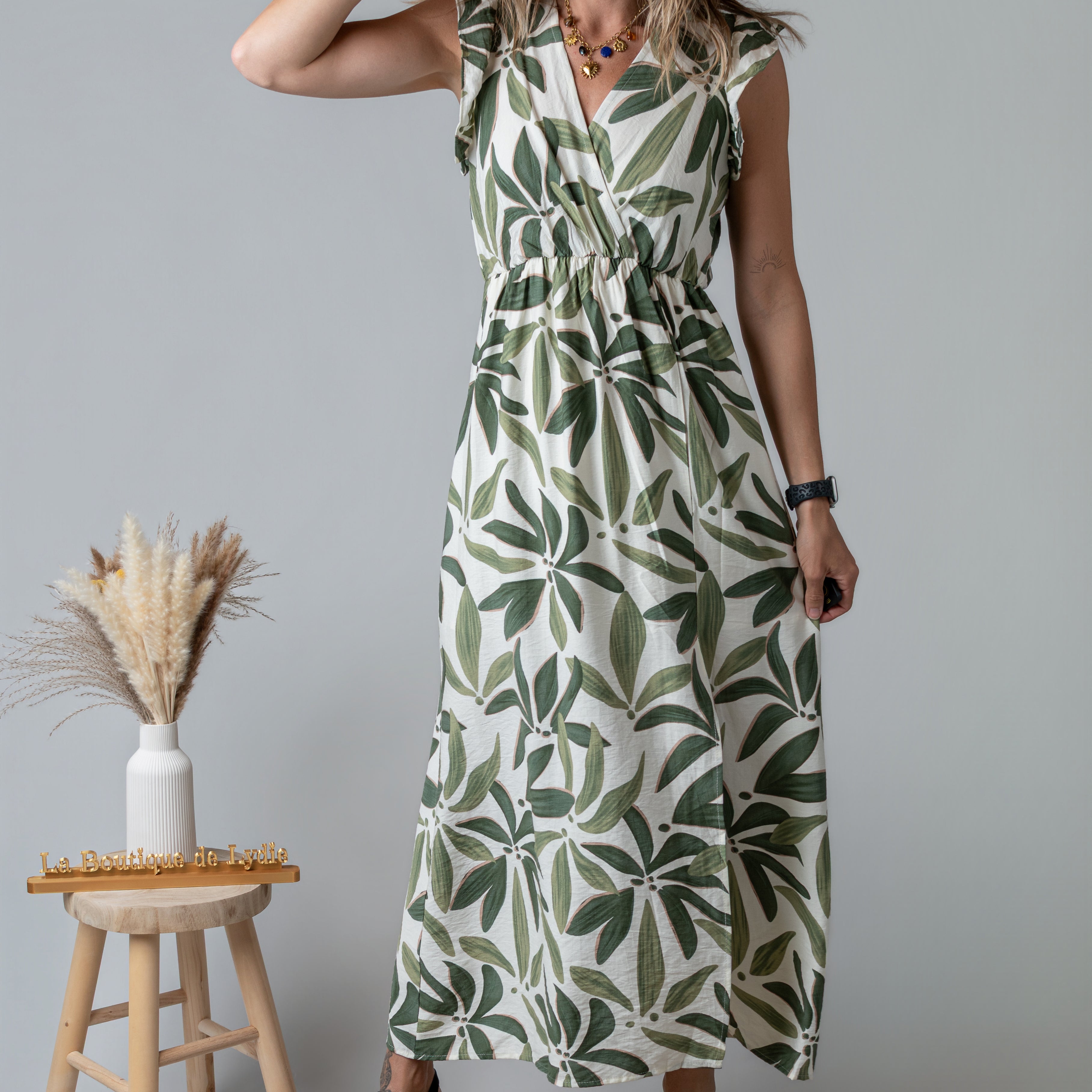 Robe Longue Tropicale vert