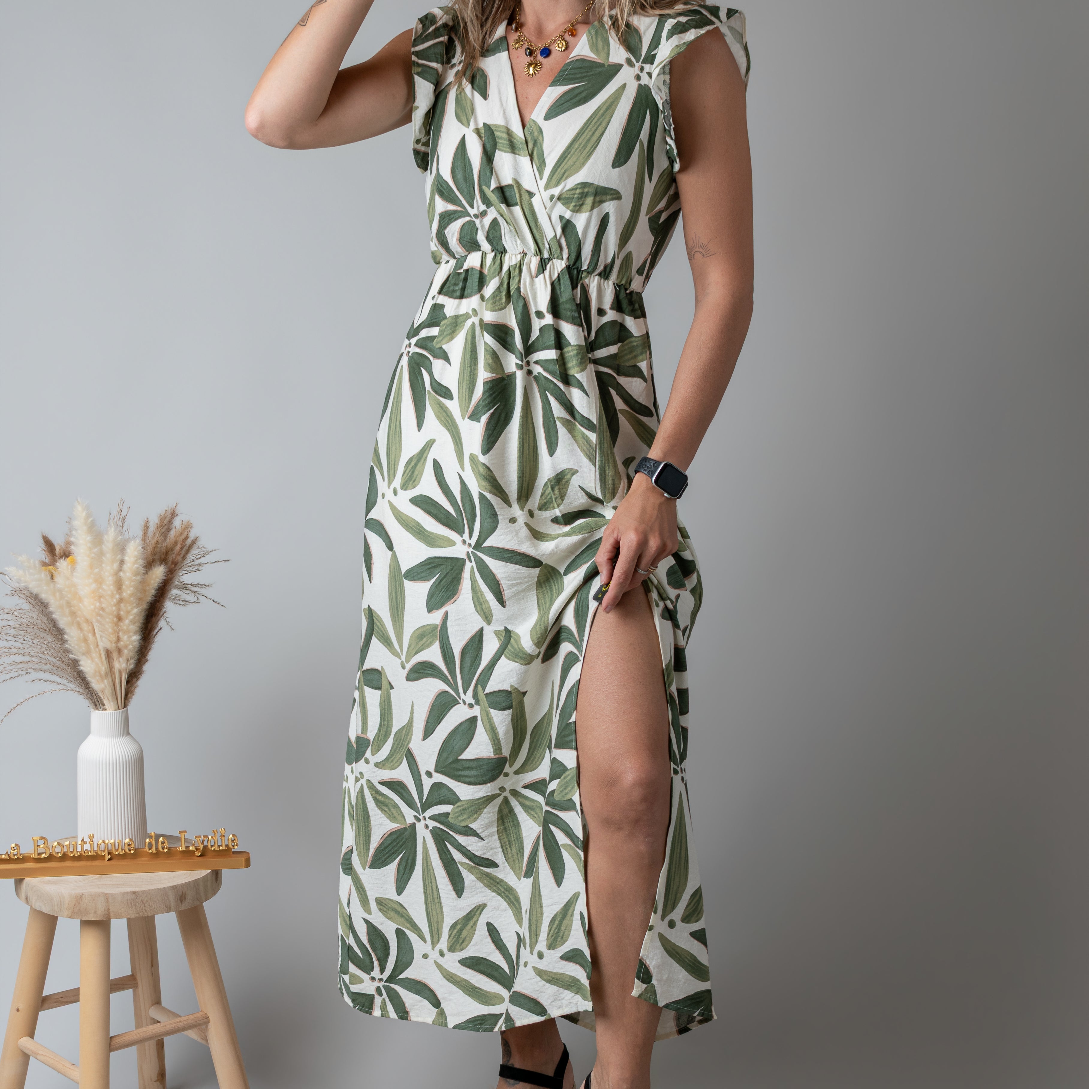 Robe Longue Tropicale vert
