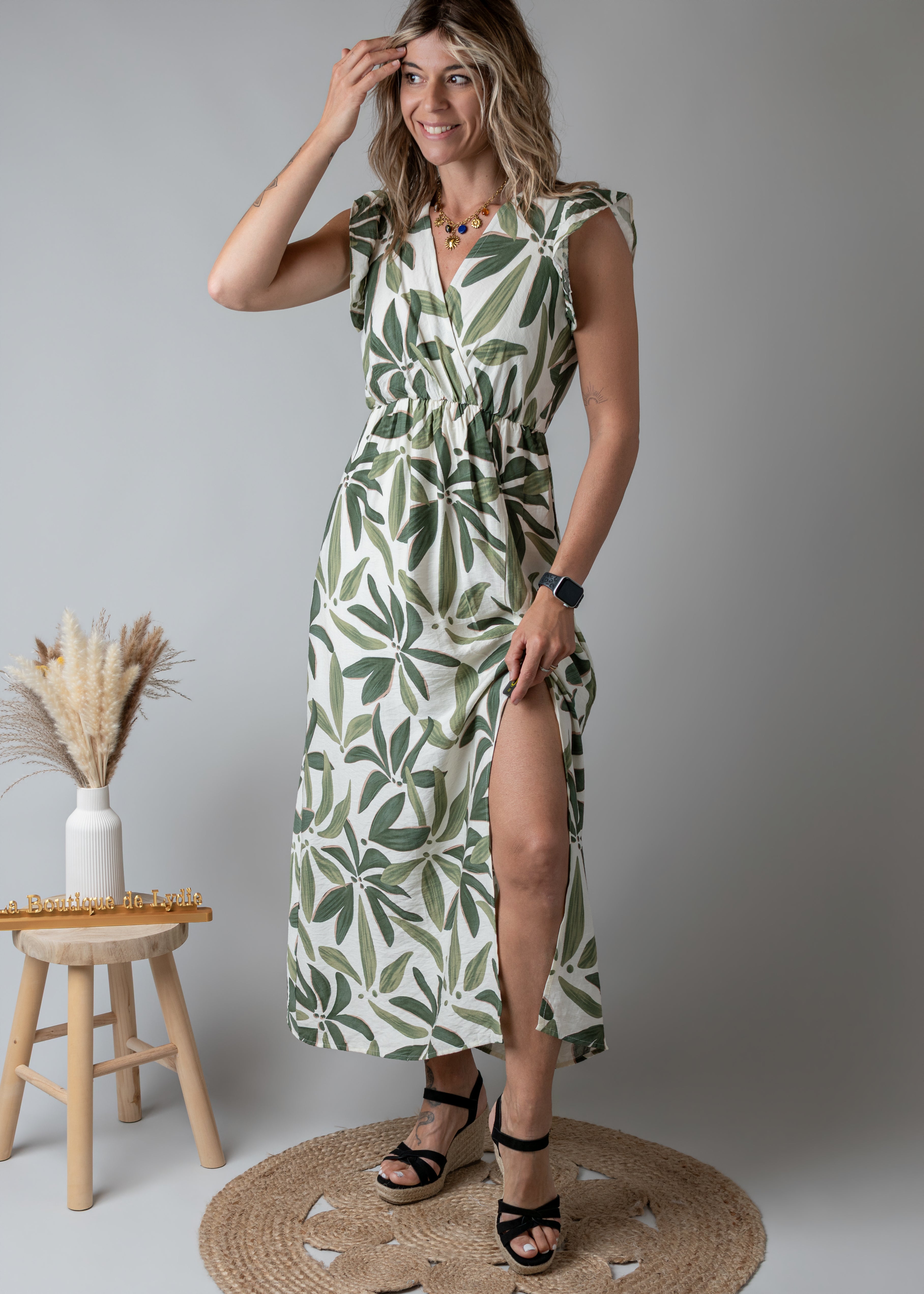 Robe Longue Tropicale vert