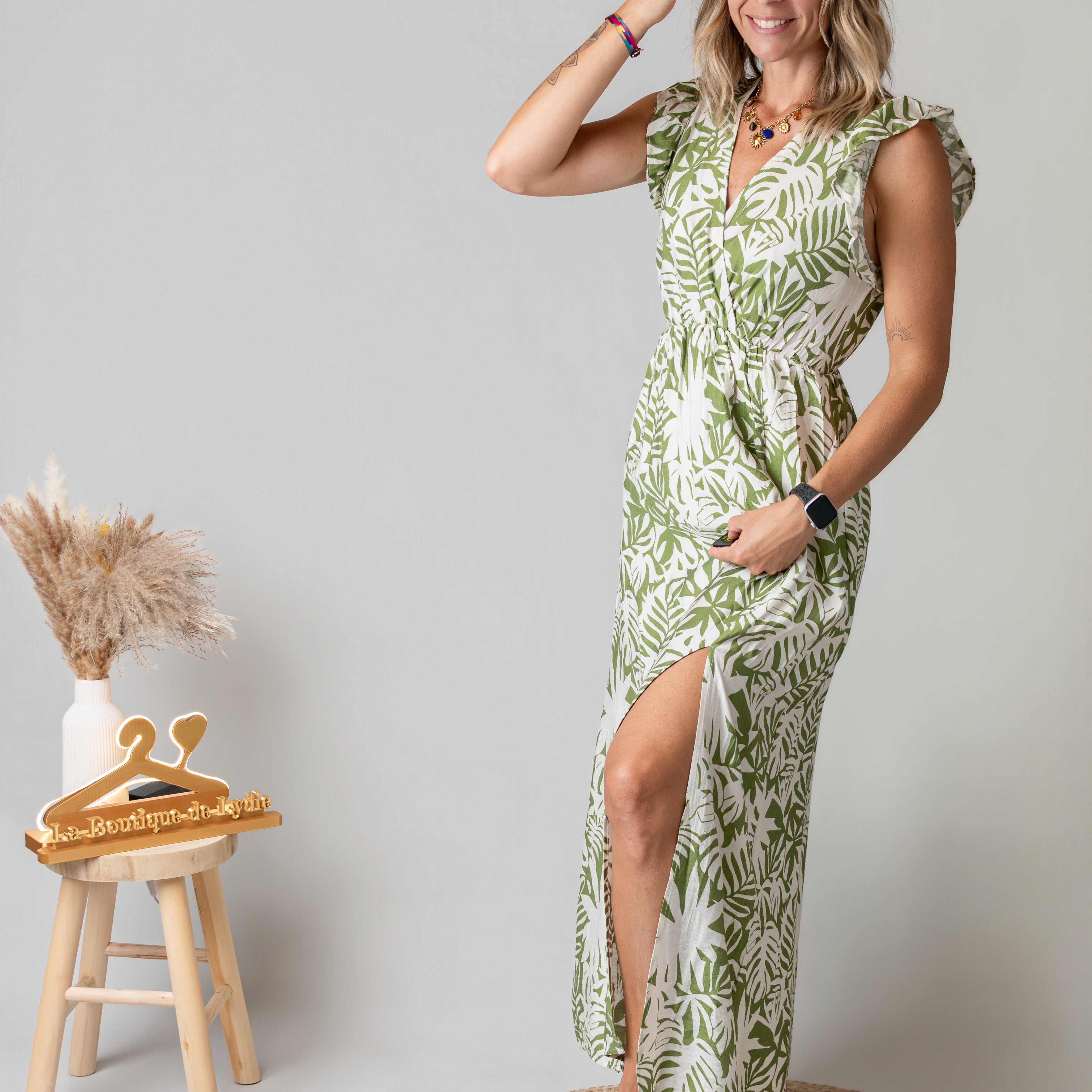 Robe longue bohème feuillage la boutique de lydie