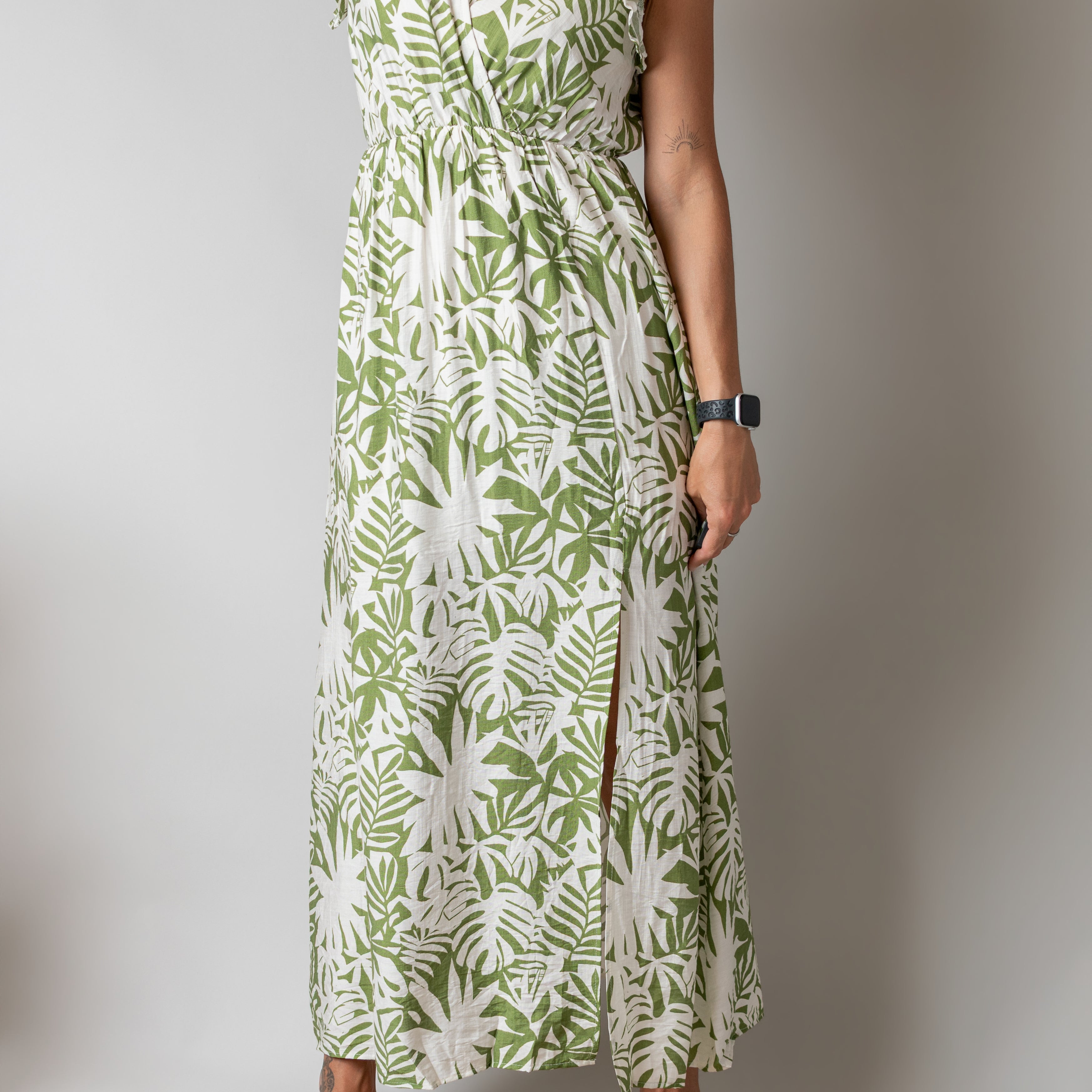 Robe longue bohème feuillage