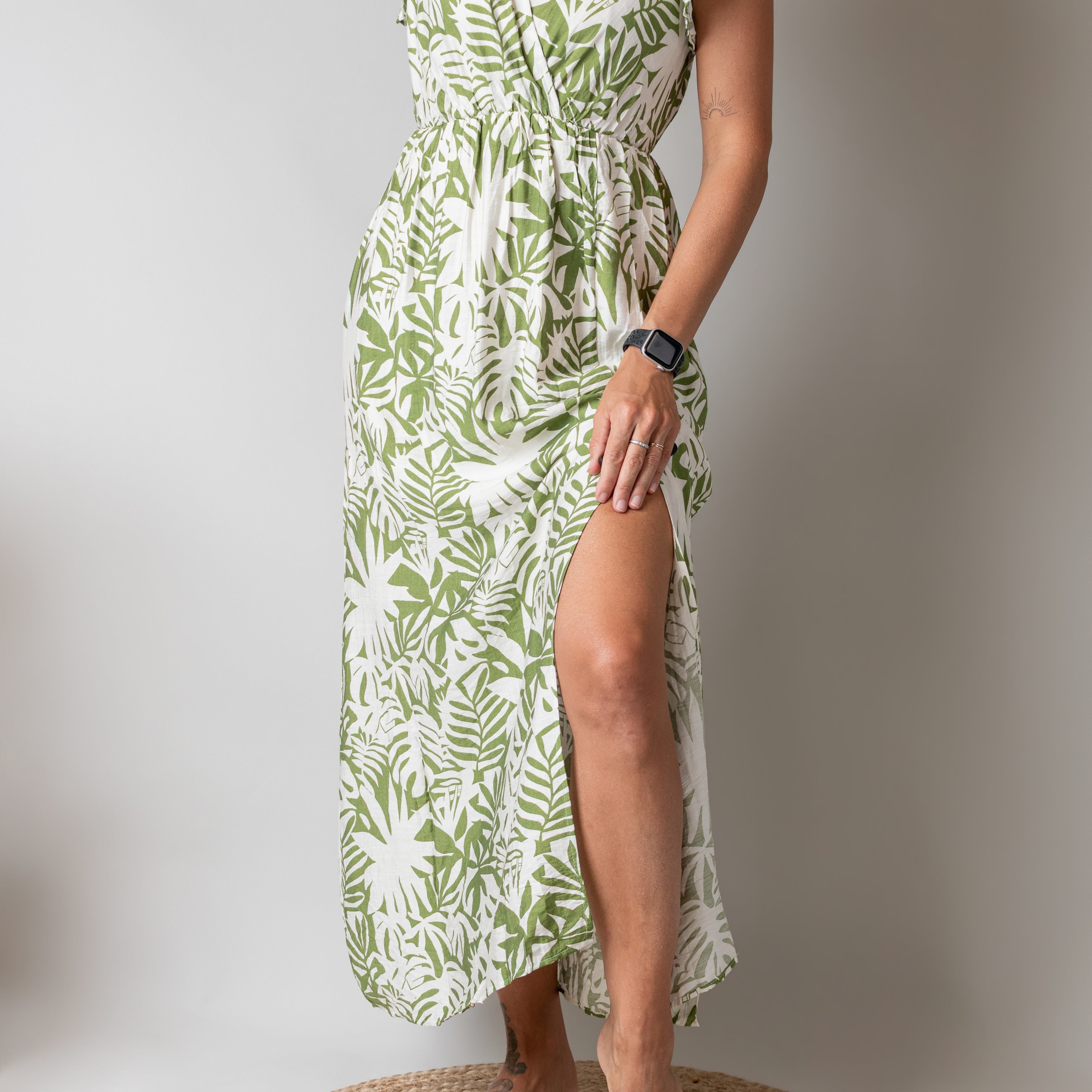 Robe longue bohème feuillage