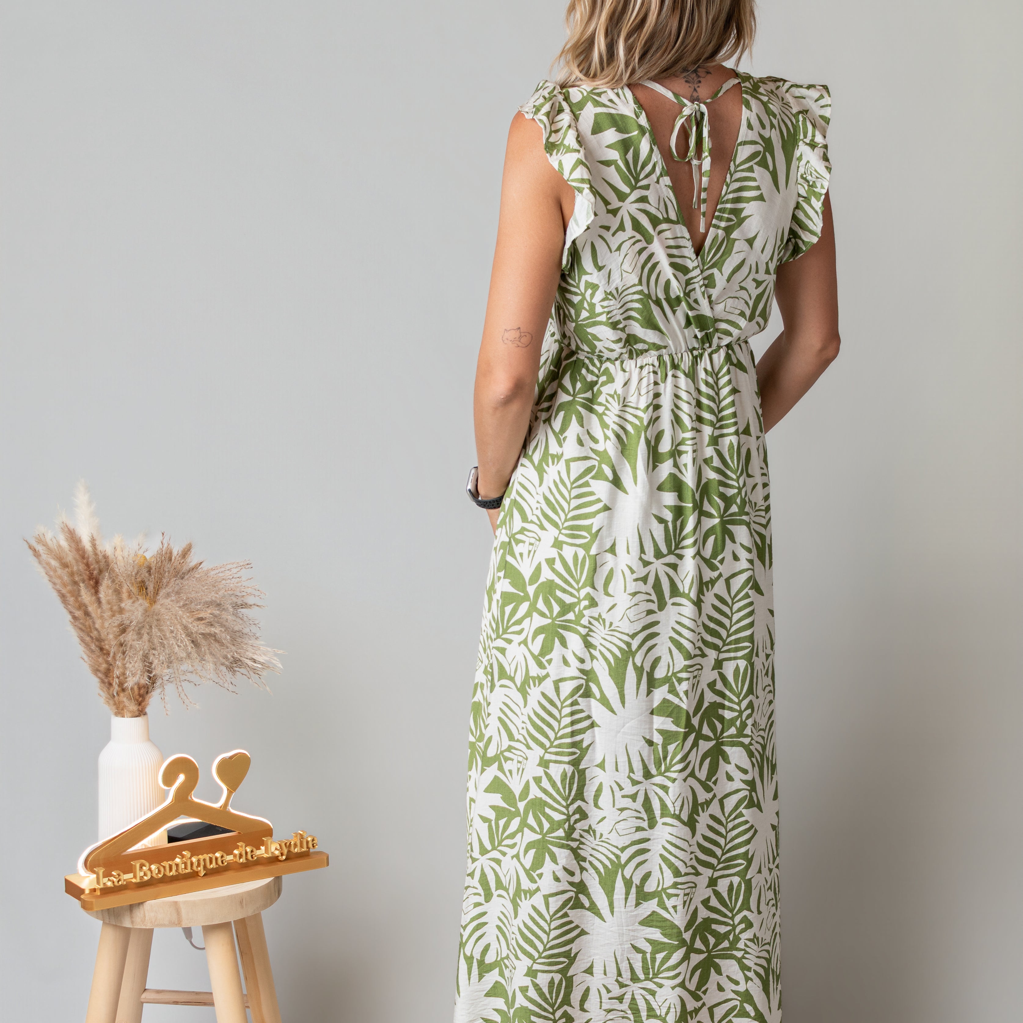 Robe longue bohème feuillage