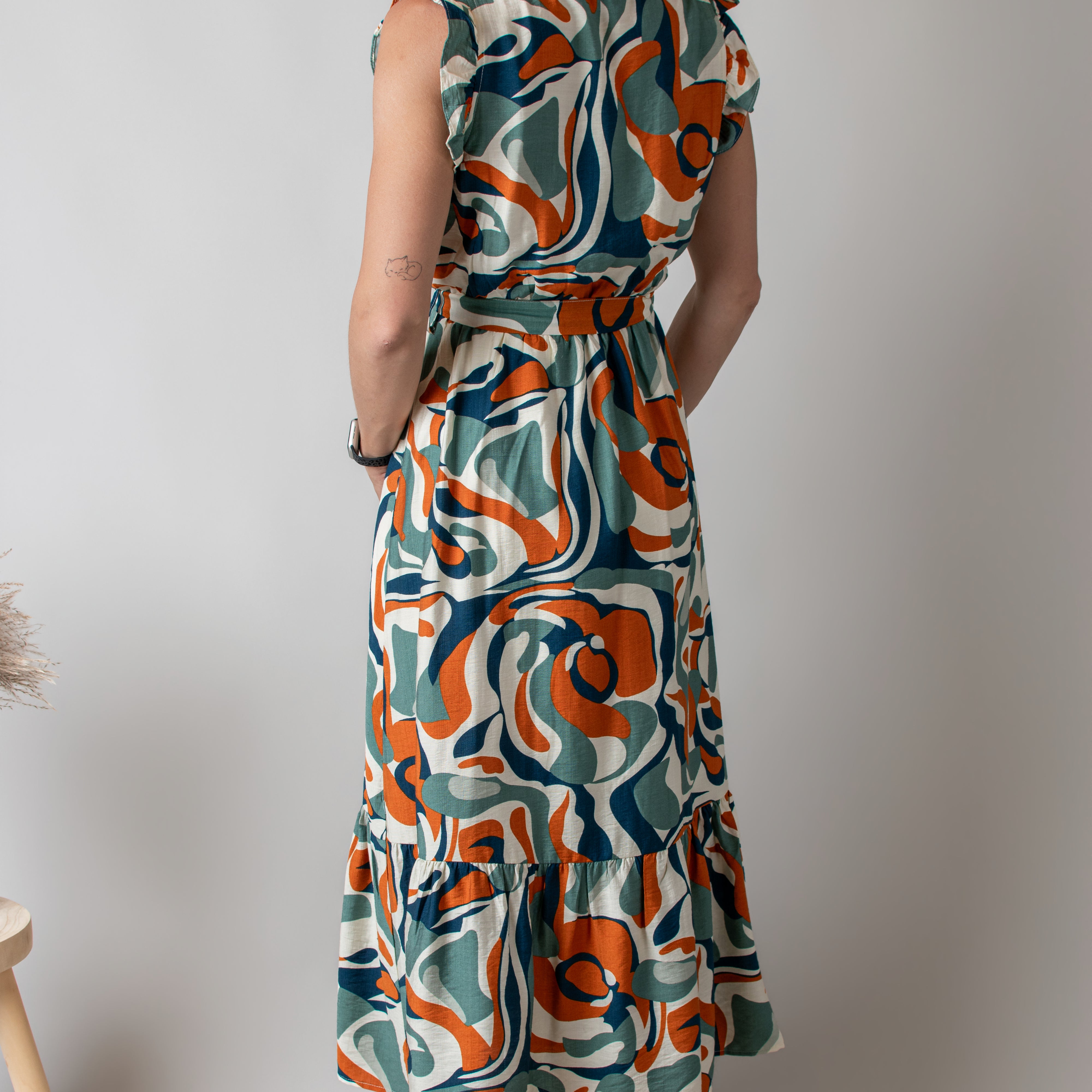 Robe Longue Graphique Orange vert