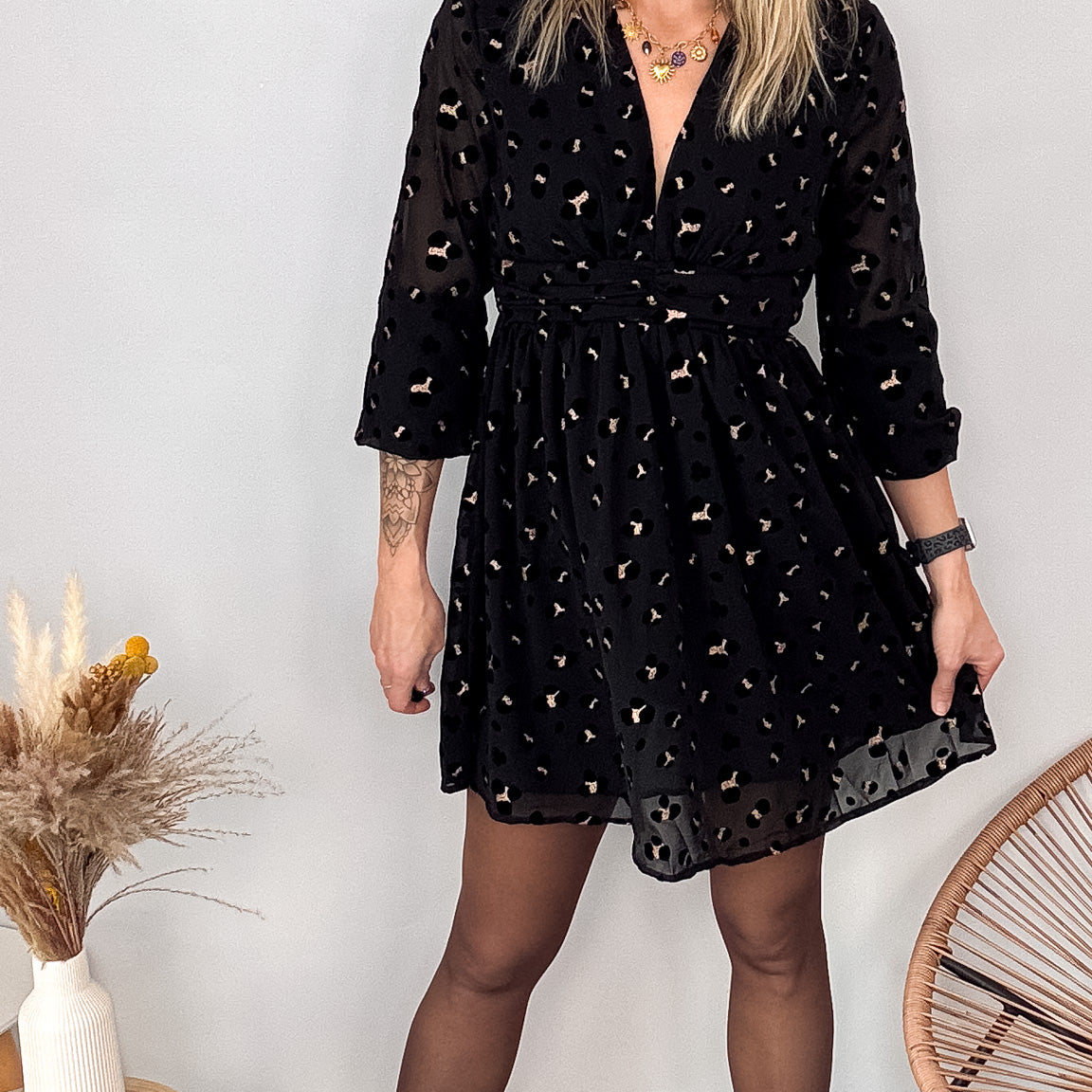 robe noire leopard fete