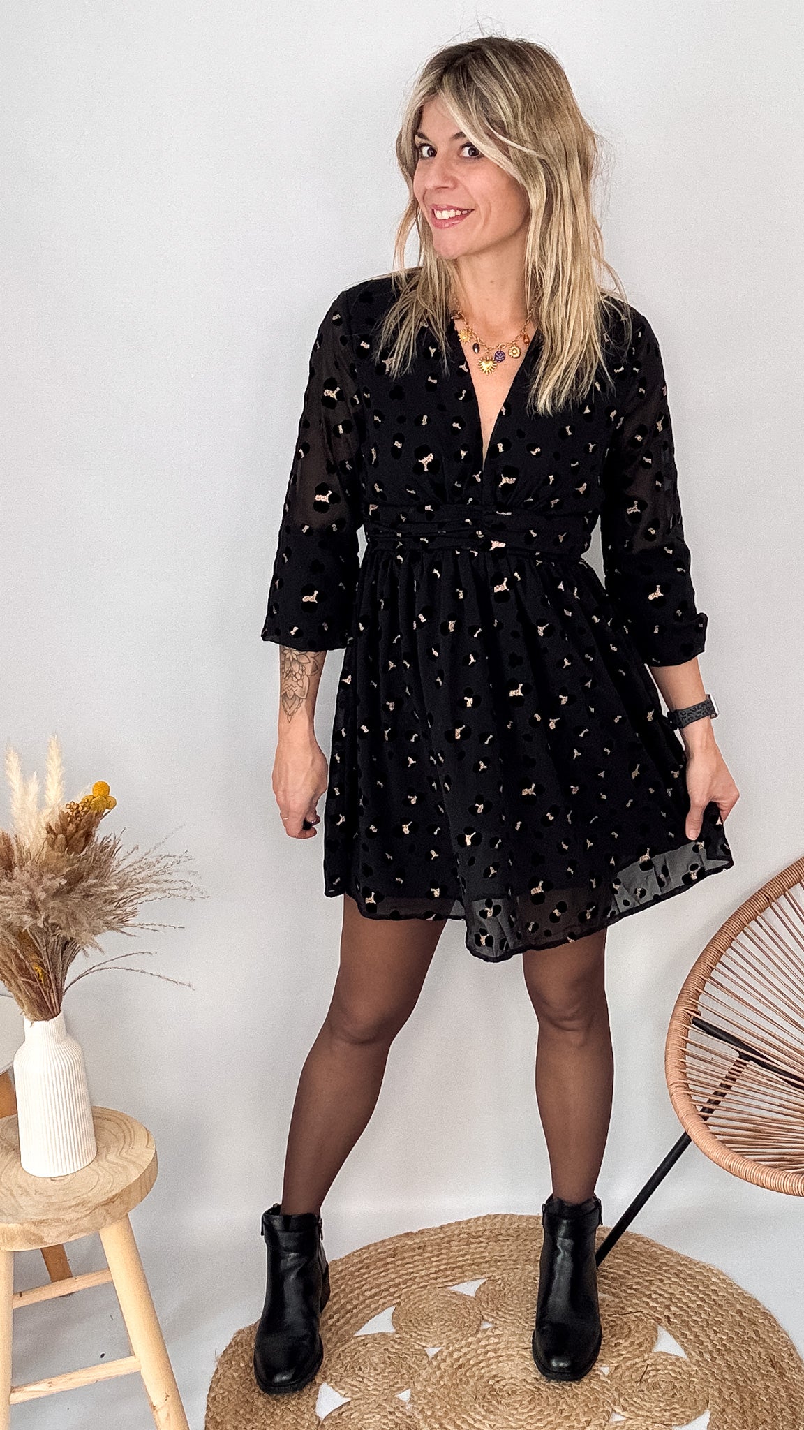 robe noire leopard fete