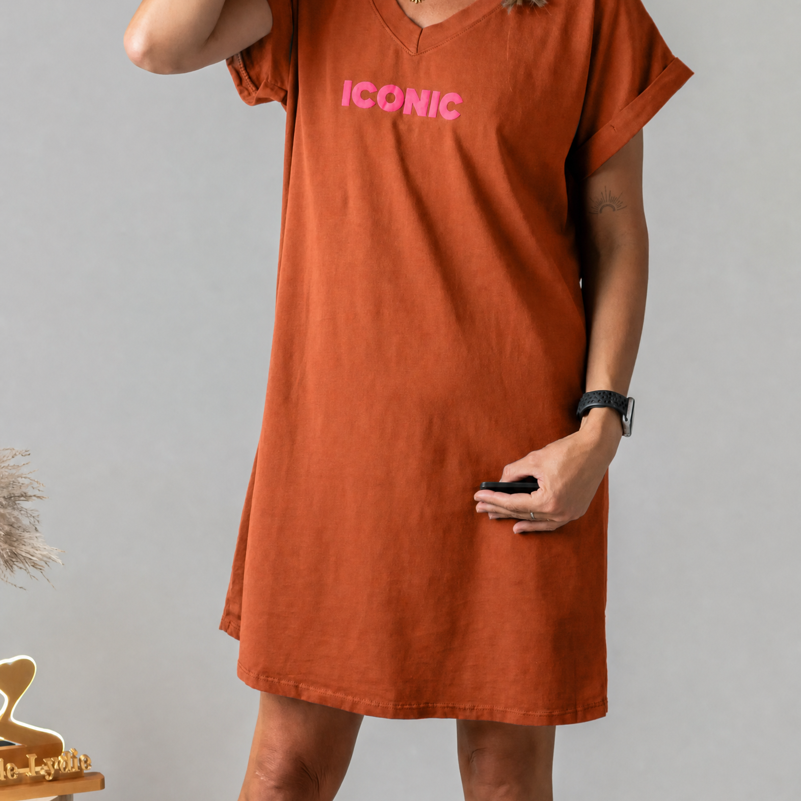 Robe courte t-shirt terracotta Iconic laz boutique de lydie