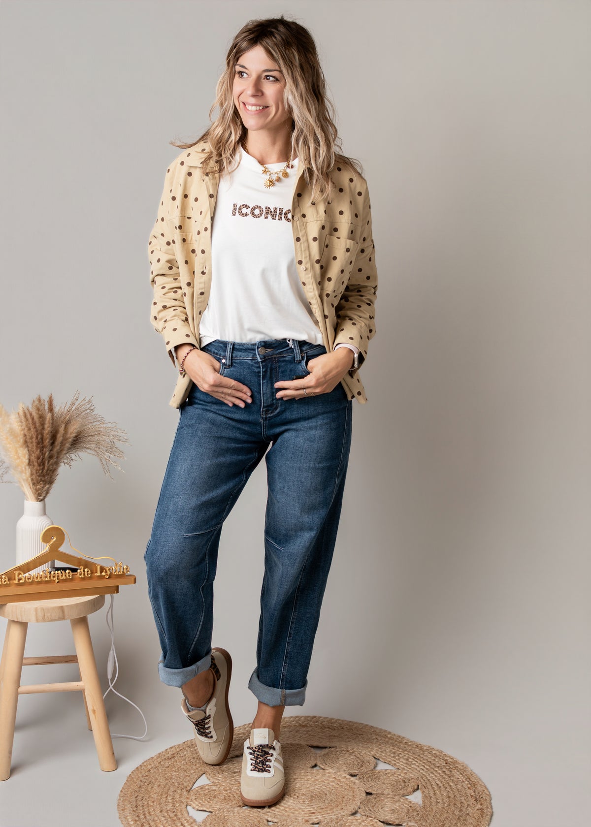 Surchemise en coton beige à pois la boutique de lydie