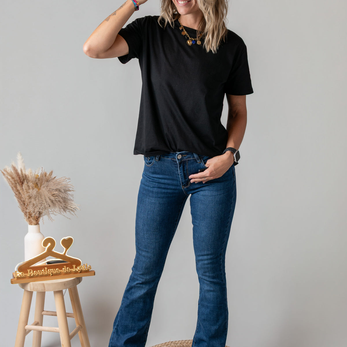 Jean flare push-up bleu brut