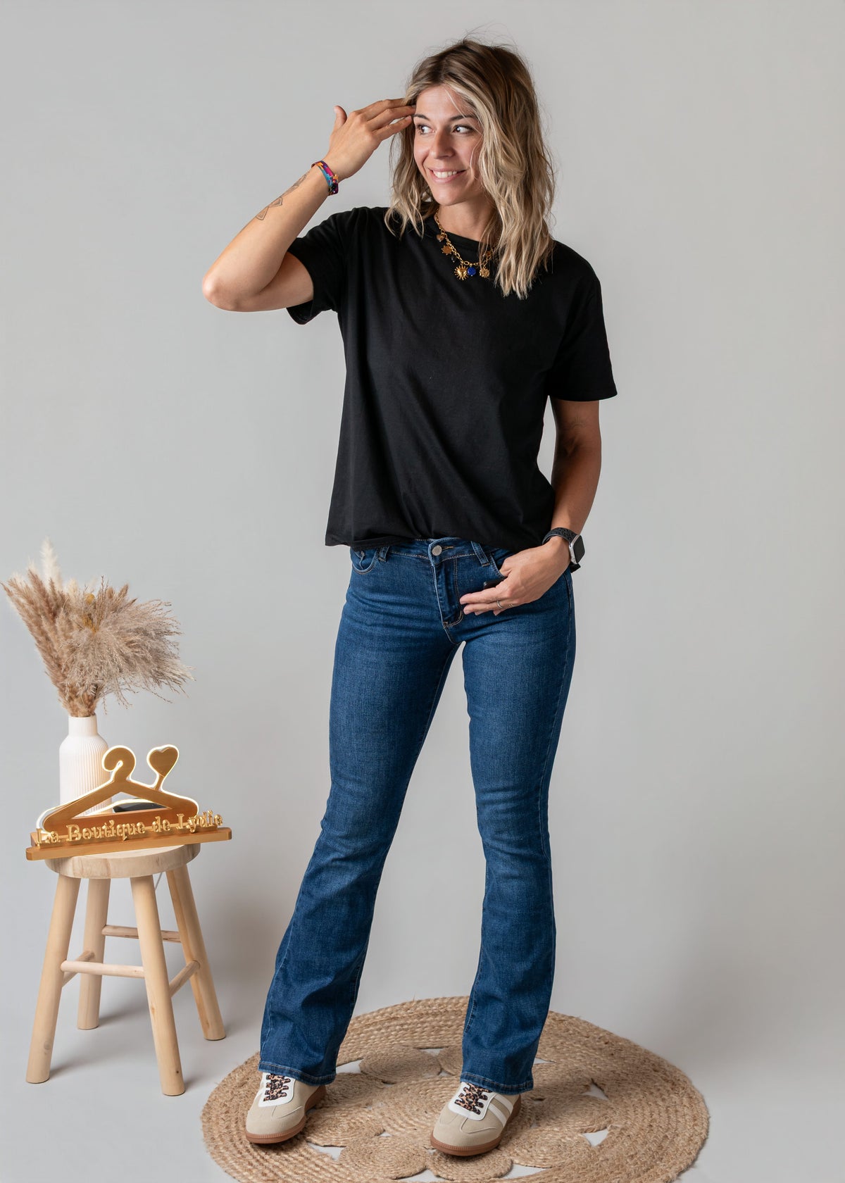 Jean flare push-up bleu brut