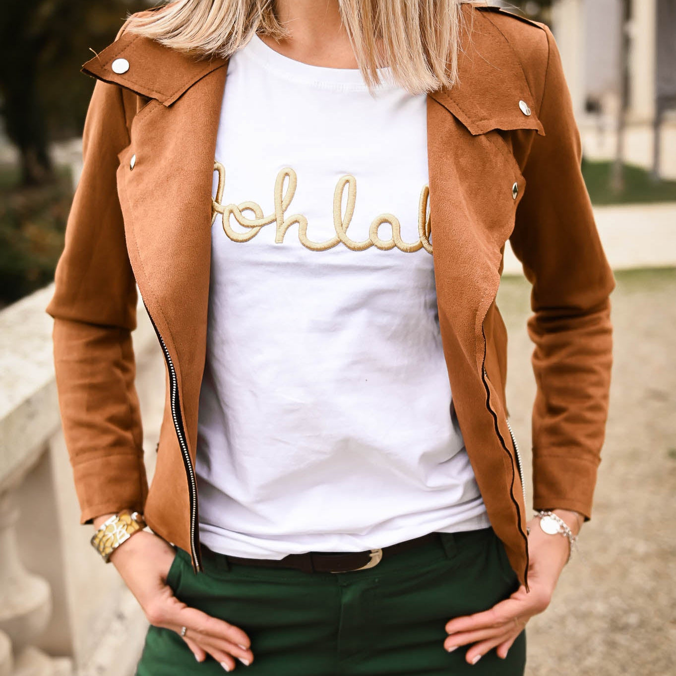 T-shirt Oohlala Blanc brodé doré - La Boutique de Lydie S/M