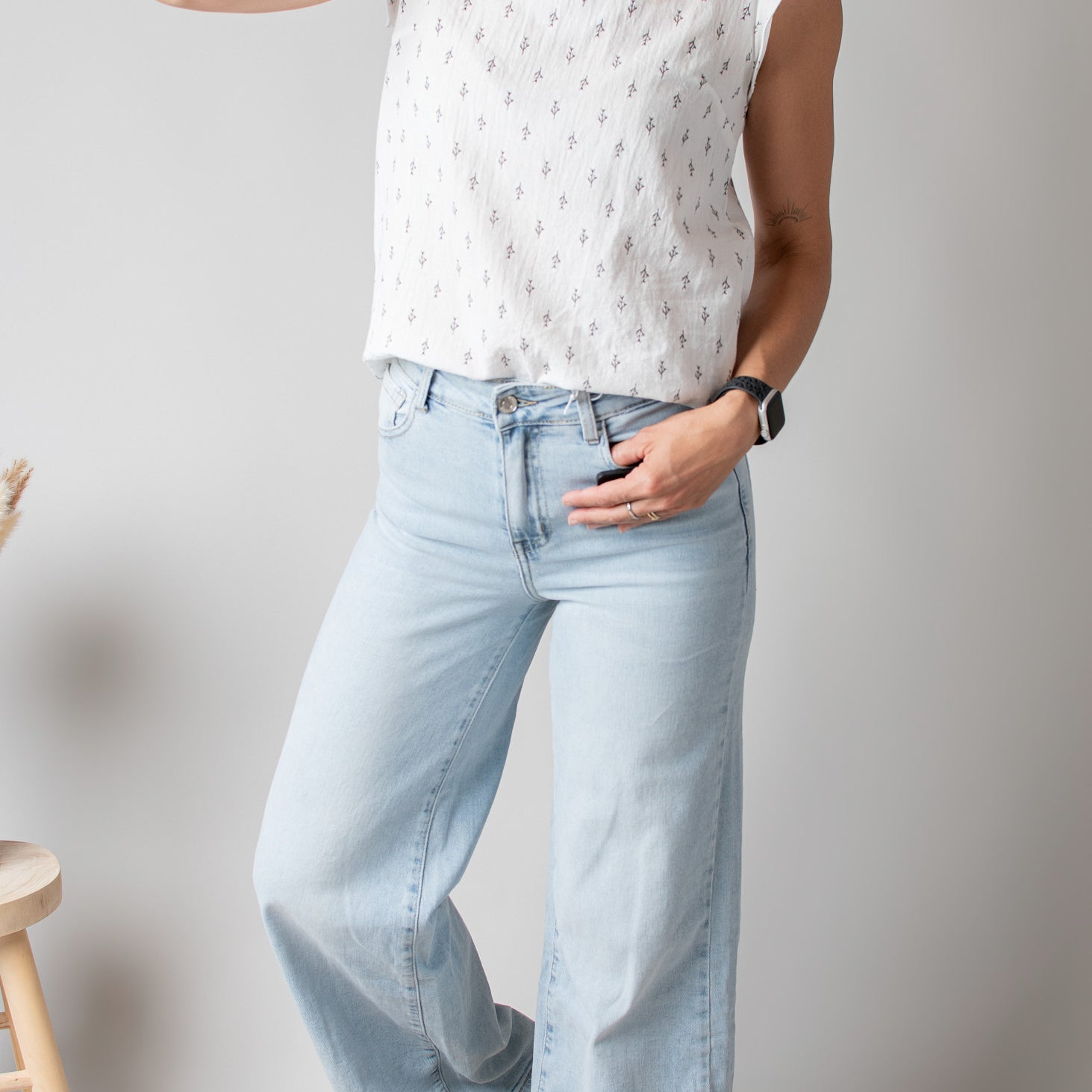 Blouse en Coton Blanche Motif Brindilles