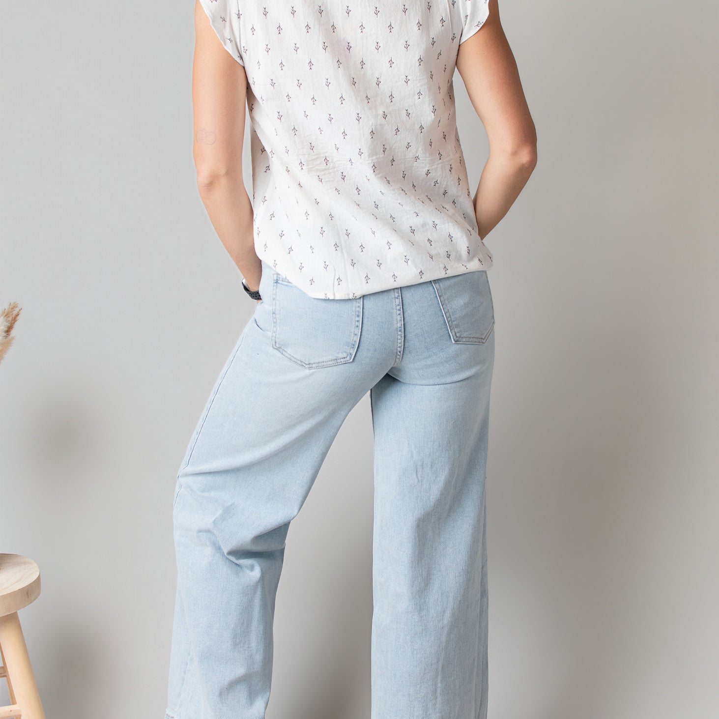Blouse en Coton Blanche Motif Brindilles