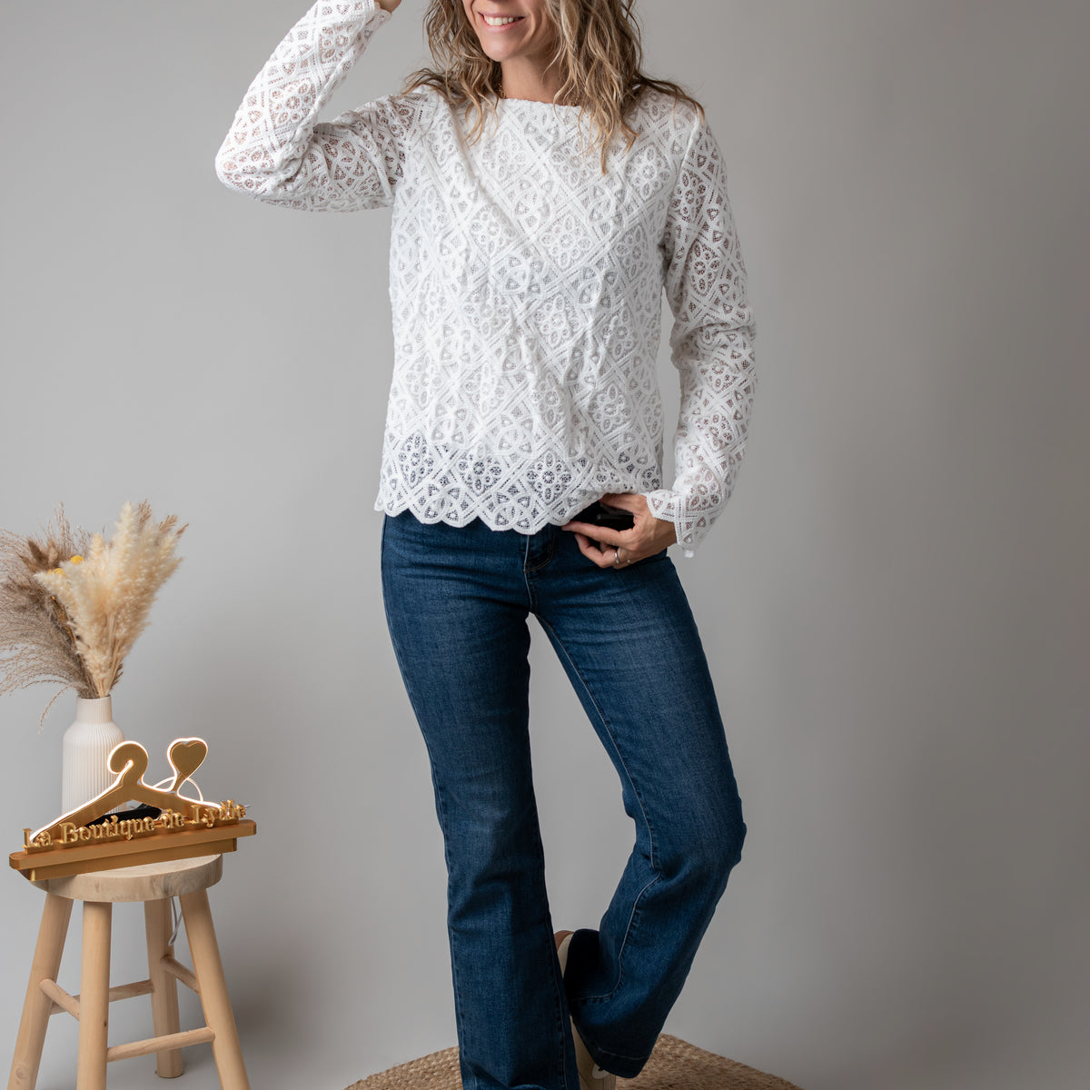 Top blanc dentelle doublé