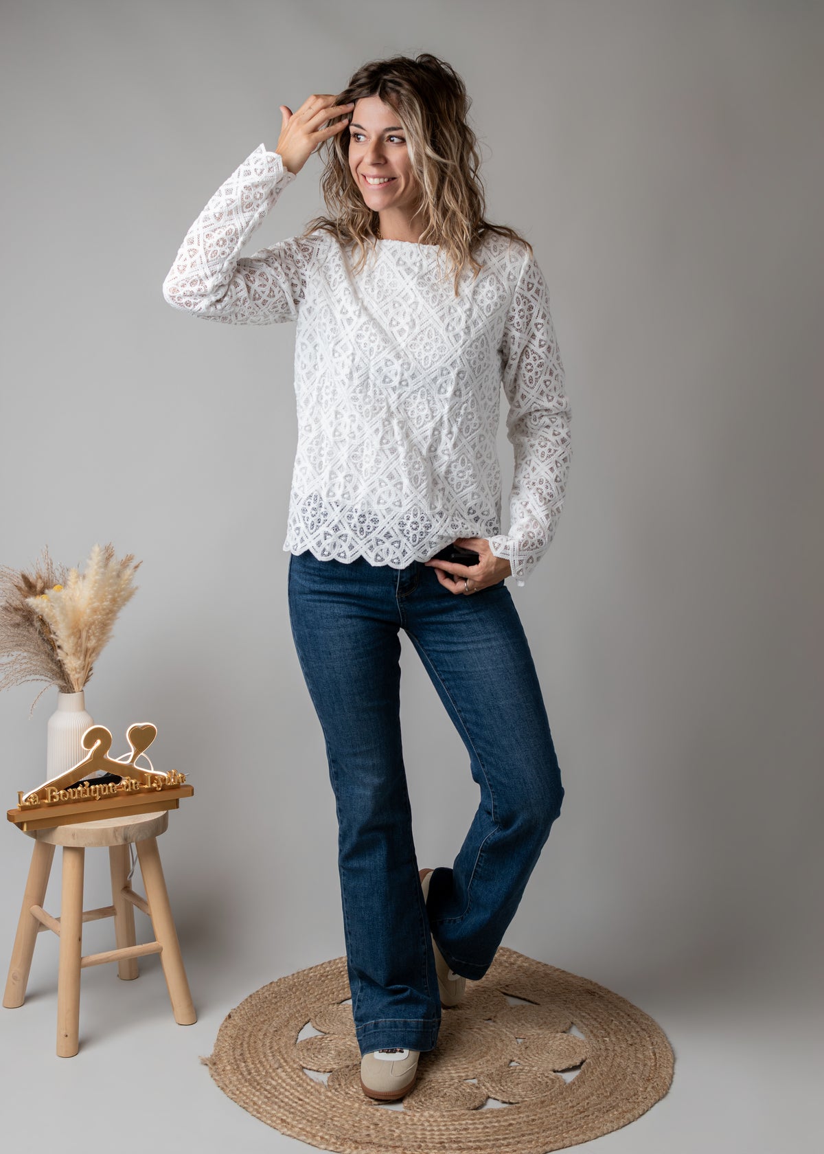Top blanc dentelle doublé