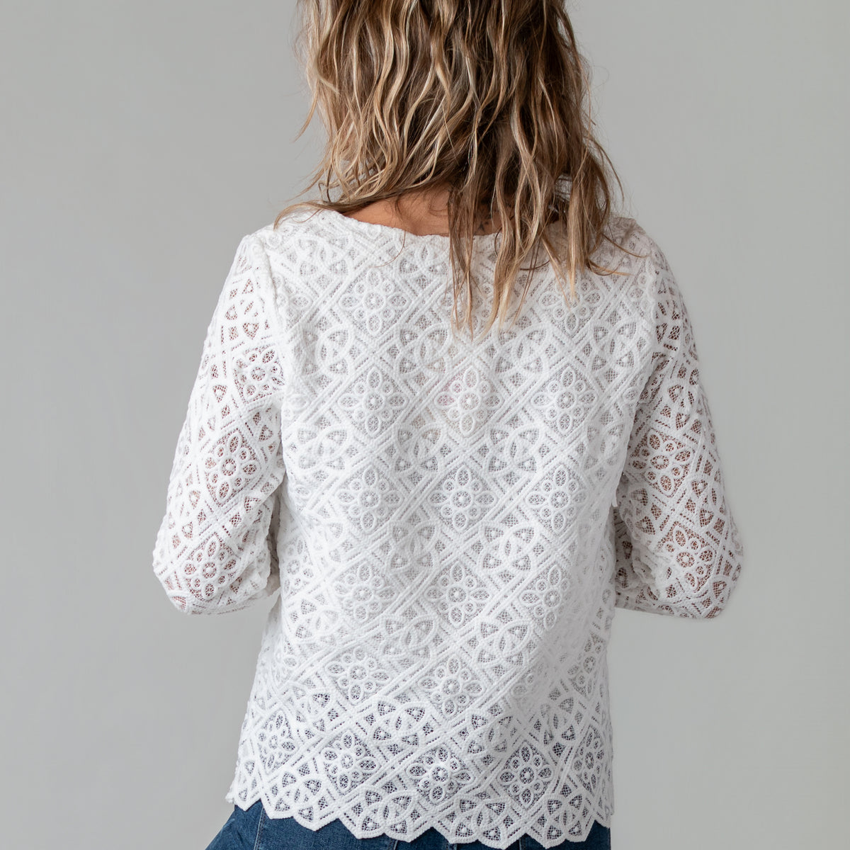 Top blanc dentelle doublé